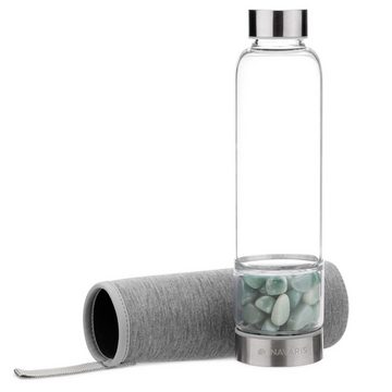 Navaris Trinkflasche Wasserflasche mit Mineralstein und Neoprenhülle 420ml