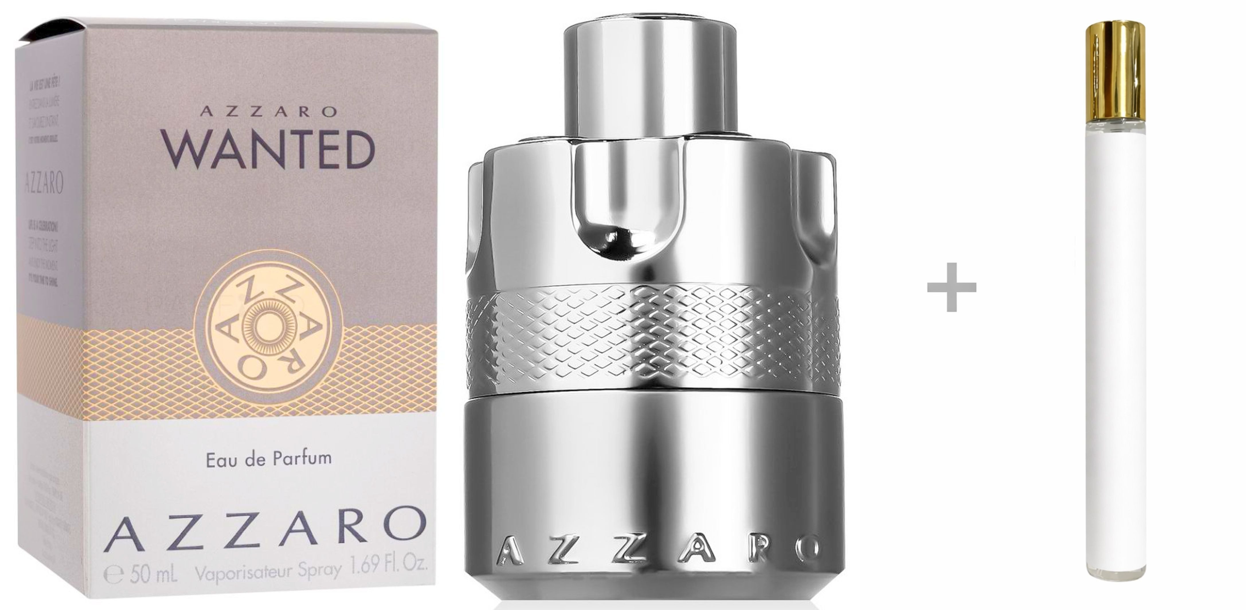 Azzaro Duft-Set Wanted Herren EDP Spray + Reiseduft, AZZARO Herrenparfüm, Glasflakon, Herrenduft