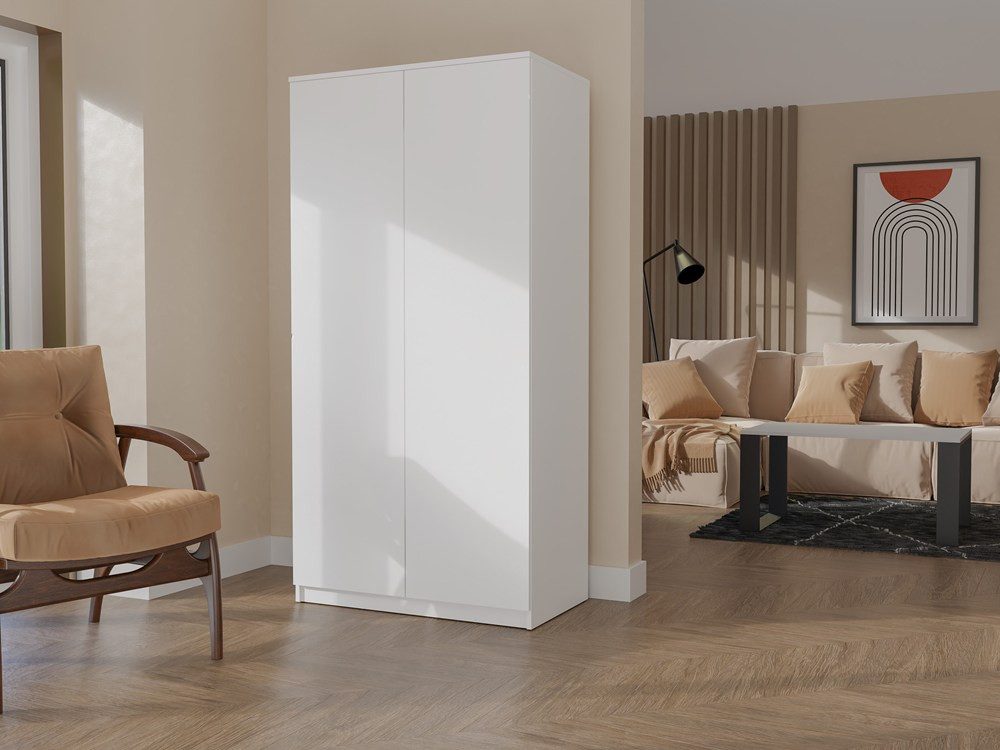 Raumhirsch Furniture Kleiderschrank Schrank, Kleiderschrank, Garderobenschrank (Maße 50 x 90 x 180 cm, Push-to-Open System, 7 Einlegeböden) mit ABS-Kanten, zeitloses Design