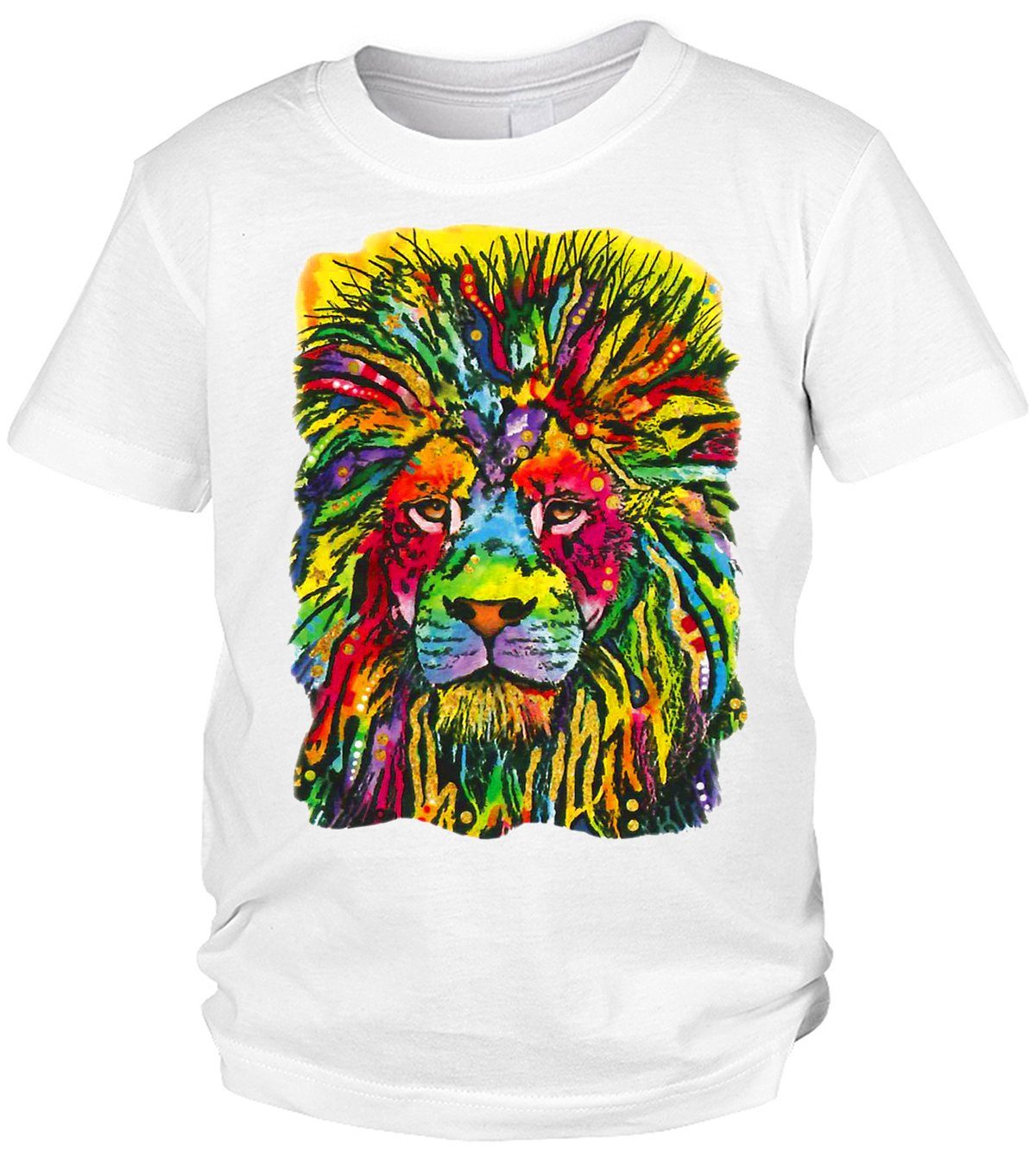 Tini - Shirts Print-Shirt Löwen Motiv Kindershirt bunter Löwe Shirt für Kinder : Lion Good