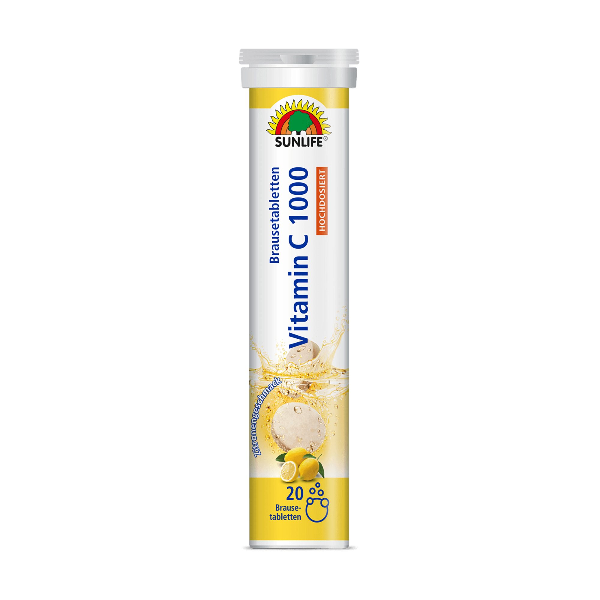 SUNLIFE SUNLIFE® Vitamin C 1000 Brausetabletten 20 Stk Zitrone Immunsystem 1 x täglich eine Brausetablette in einem Glas Wasser (250 ml) auflösen und trinken