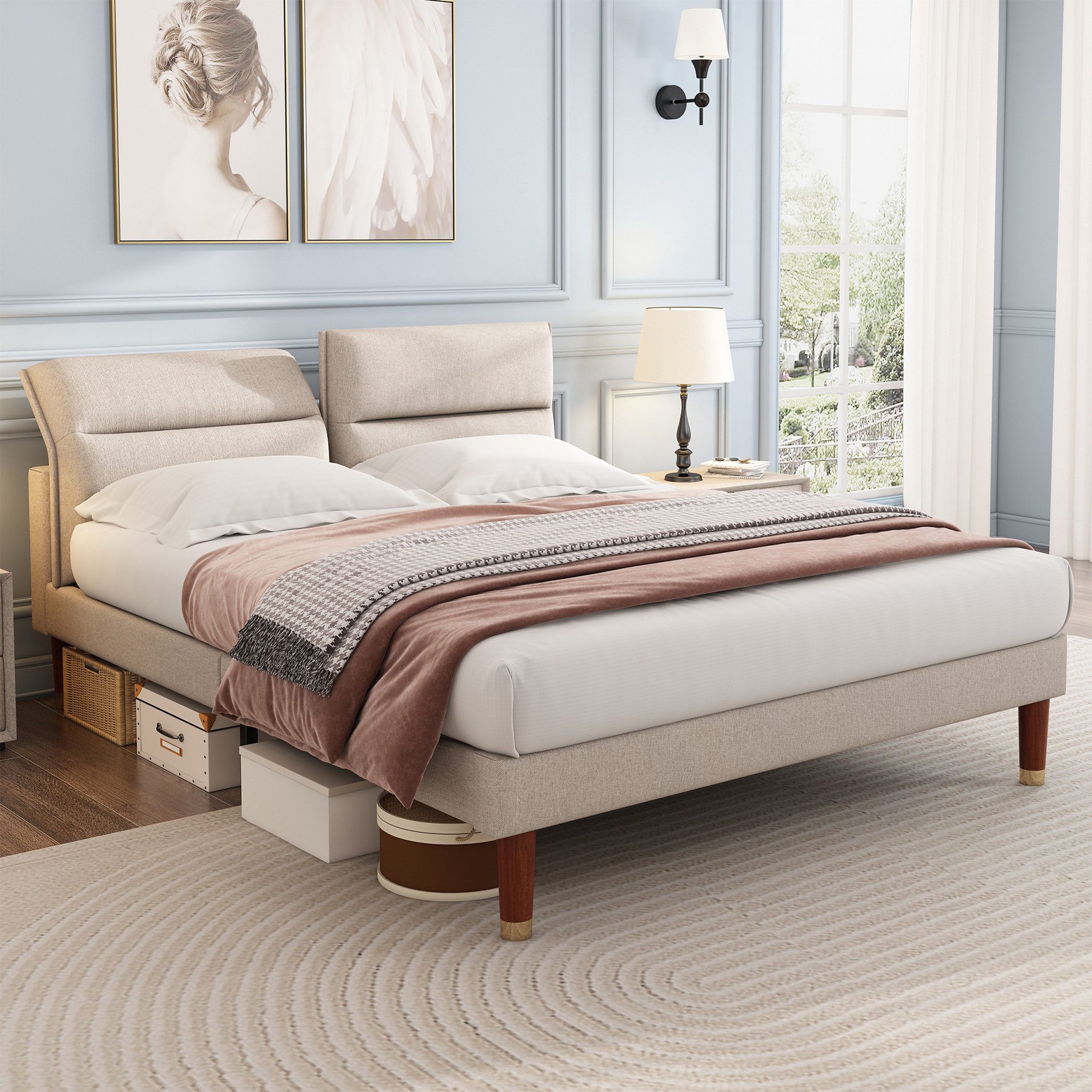 KLAM HOME Polsterbett Doppelbett mit verstellbarem günstig online kaufen