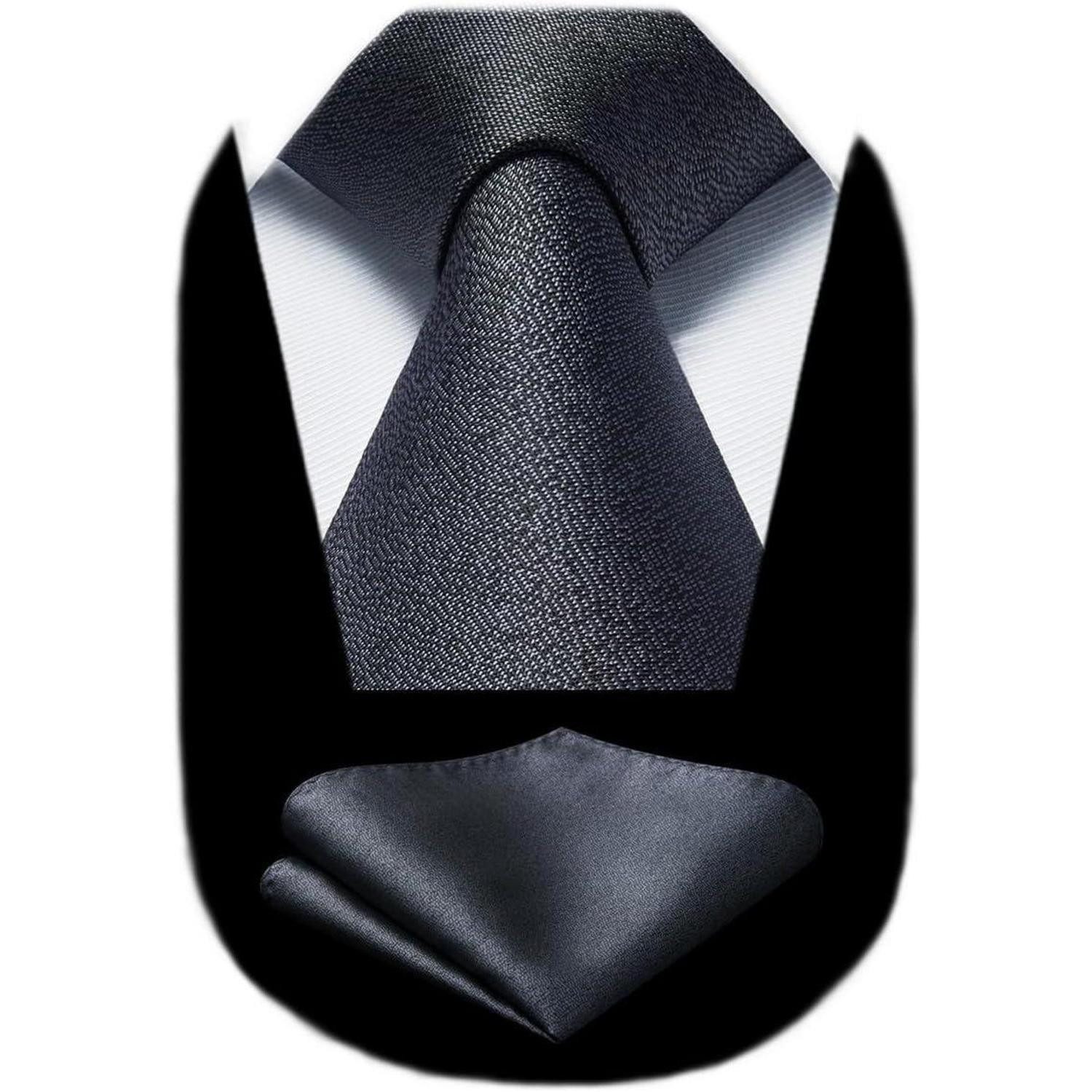 LuxusKollektion Krawatte Krawatten Herren Einstecktuch Set Hochzeit Business Party Schwarze-3