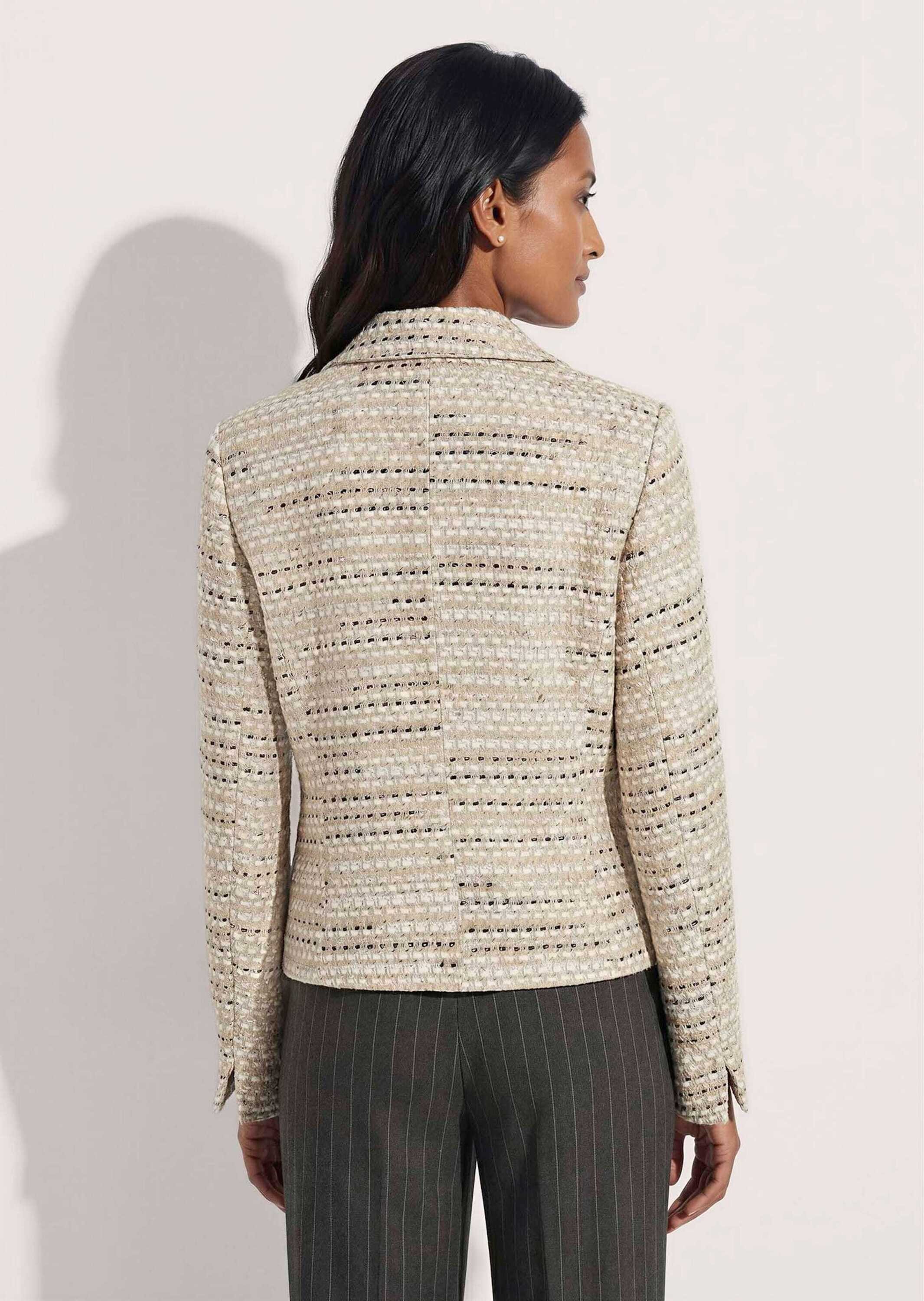 MADELEINE Kurzblazer Strukturierter Tweed-Blazer Reverskragen, Knopfleiste & lange Ärmel mit Schlitz