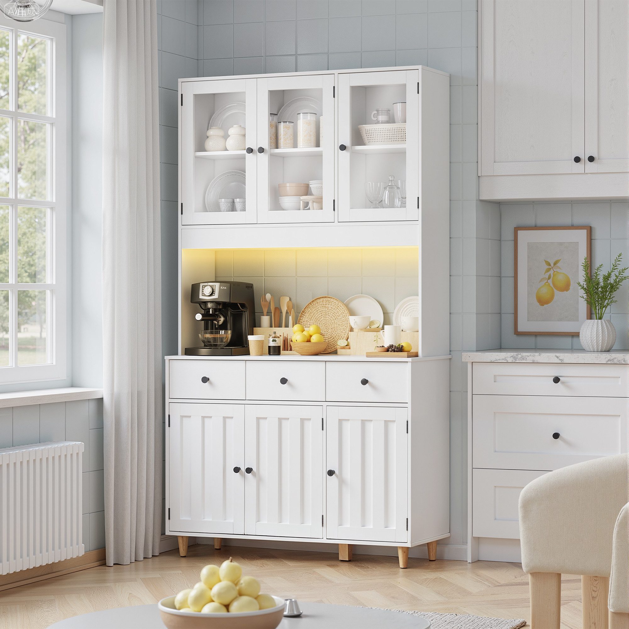 Sideboard Küchenschrank mit Arbeitsplatte und 3 Schubladen