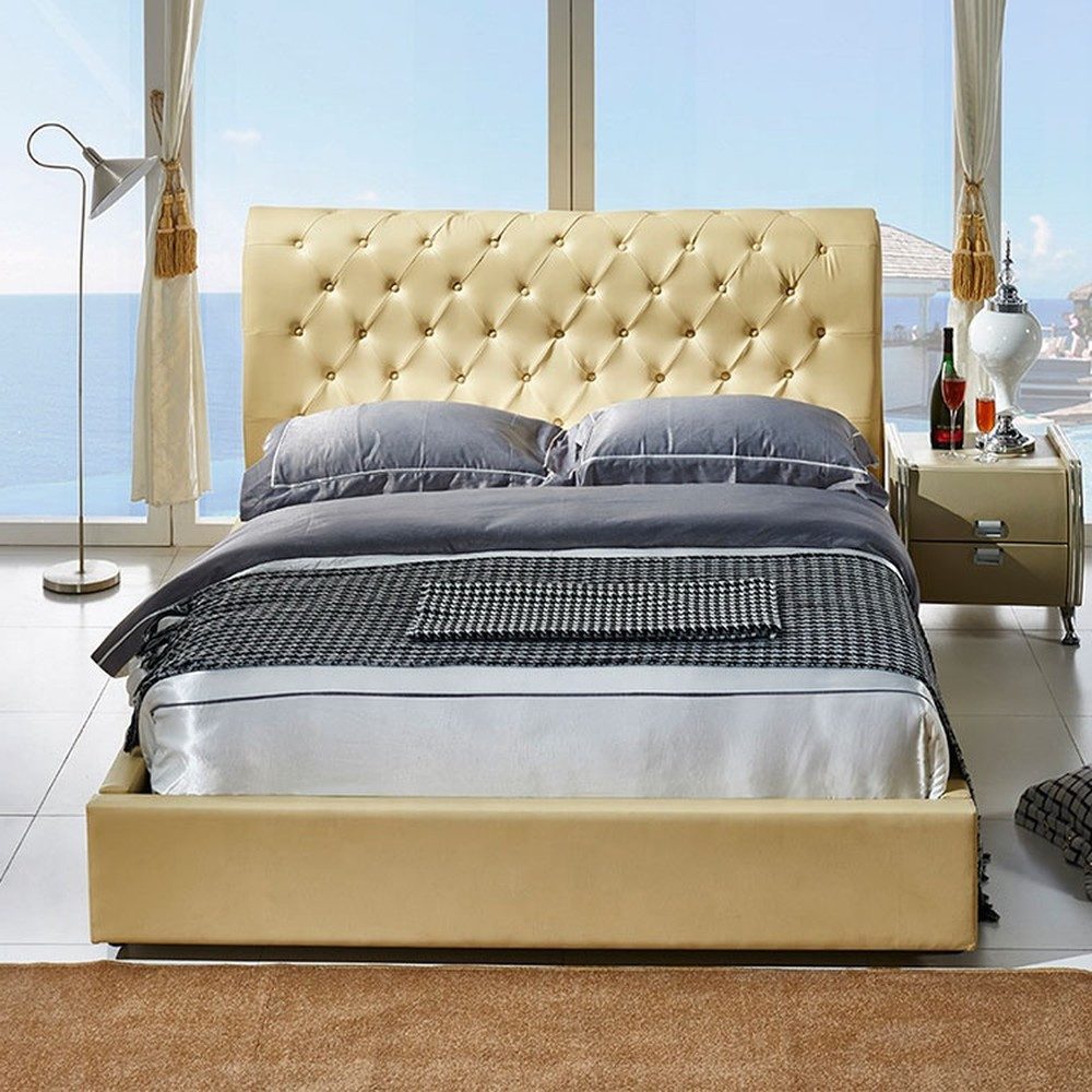 Polsterbett Chesterfield-Bett im eleganten englischen Design mit Textilpolsterung