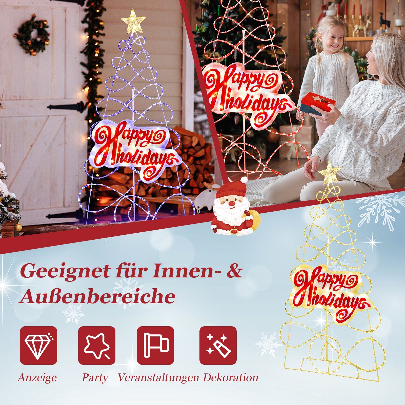 6 Farbwechsler, Lichtmodi, LED LEDs, 170cm, 216 Baum, COSTWAY für Weihnachten