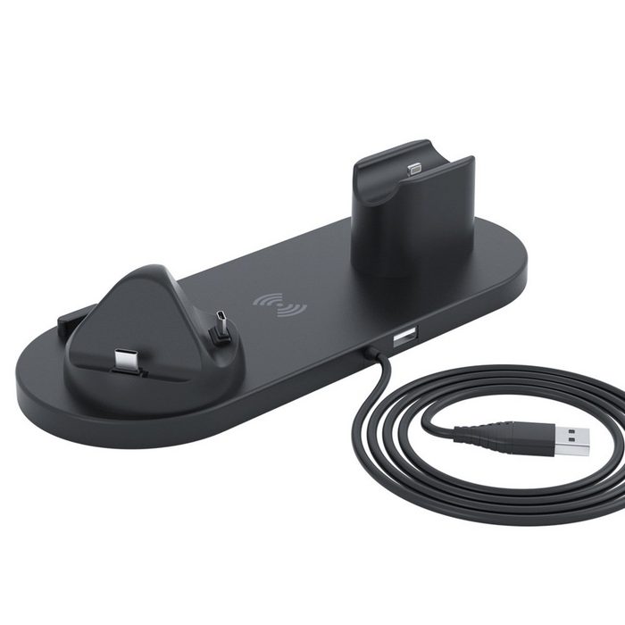 IVSO Induktive Ladestationen 6-in-1 kabellose Ladestation kompatibel mit AirPods/iPhone/iWatch Serie Qi Fast Wireless Charger Stand Dock für iPhone12/12Pro/11/X/XR/XS/8/8P« Wireless Charger Induktions-Ladegerät