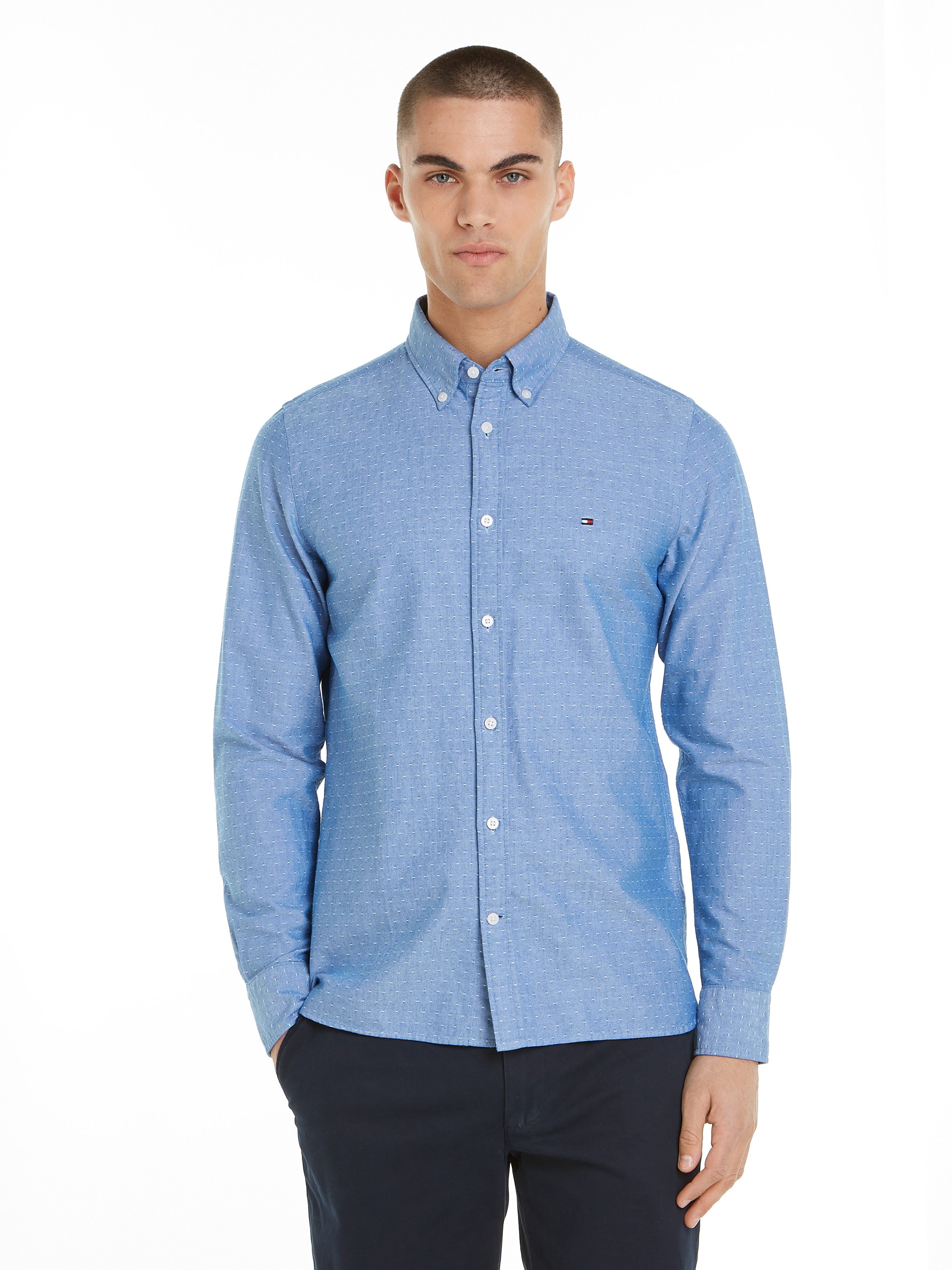Tommy Hilfiger Langarmhemd OXFORD DOBBY Slim Fit SHIRT günstig online kaufen