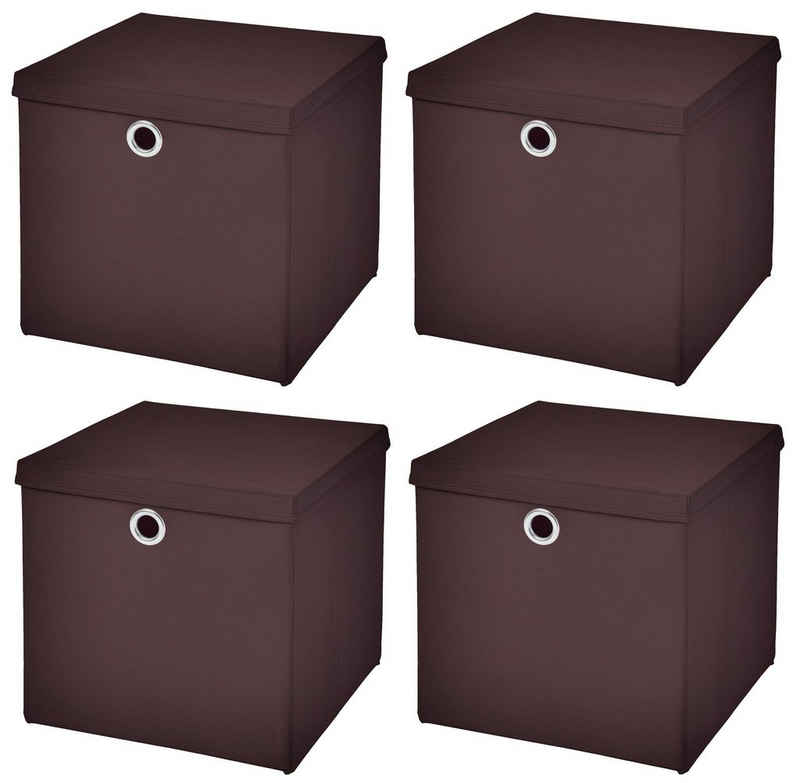 StickandShine Faltbox »4 Stück 33 x 33 x 33 cm Faltbox mit Deckel Stoffbox Aufbewahrungsbox (4er SET 33x33x33) in verschiedenen Farben 33cm«