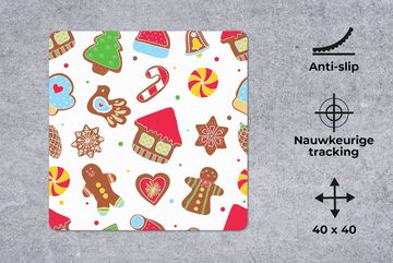 MuchoWow Gaming Mauspad Muster - Lebensmittel - Weihnachten (1-St), Mousepad mit Rutschfester Unterseite, Gaming, 40x40 cm, XXL, Großes