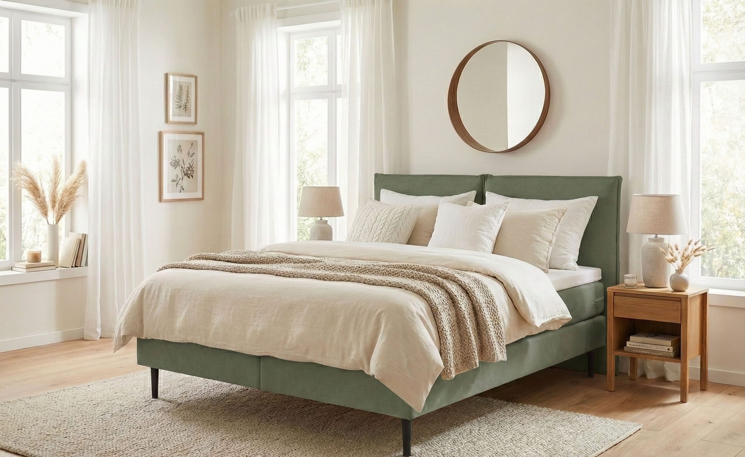 LeGer Home by Lena Gercke Bett ERIK Boxbett mit Bonnell-/Taschen-Federkernmatratze, Breite 160/180cm, wahlweise Härtegrad der Matratze H2/H3/H4, Polsterbett mit/ohne Topper