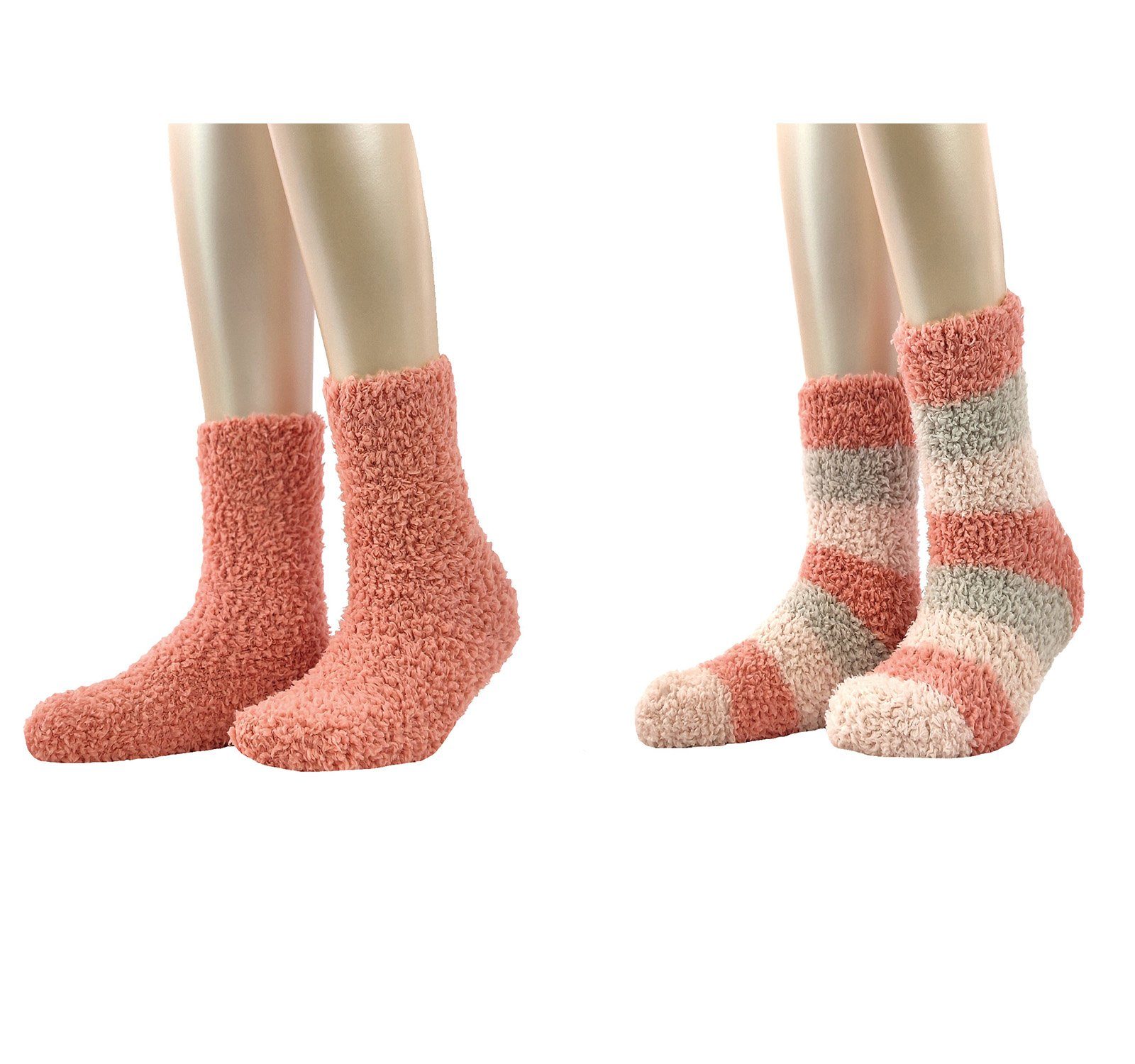 COOL7 Kuschelsocken Damen Kuschelsocken (2er size One coral dichtes Maschenbild weiche Kuschelsocken, Damen Paar) Pack, Cosy 2