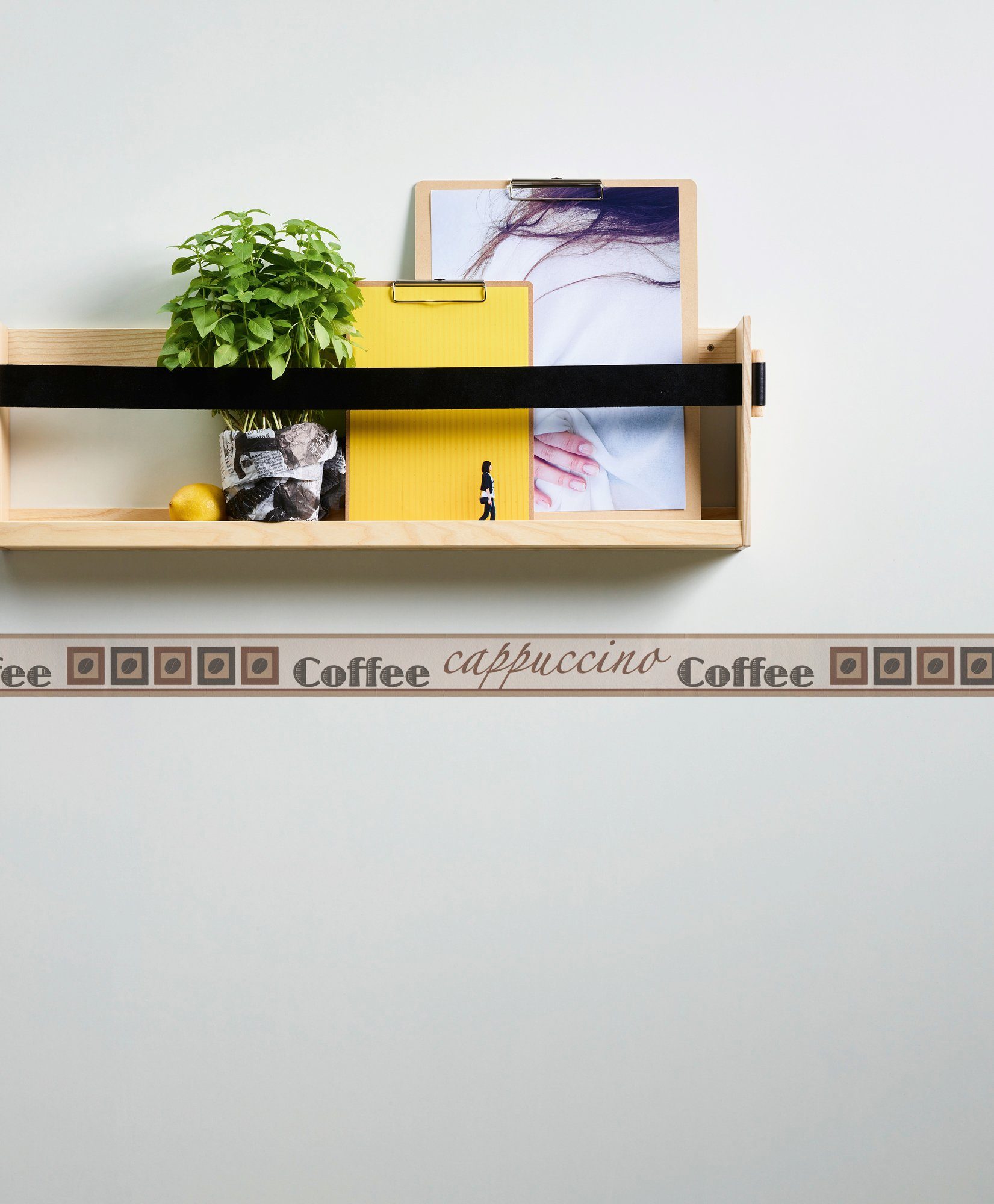 A.S. Création Bordüre Only Borders, aufgeschäumt, gemustert, Motiv, mit Schrift, Kaffee Bordüre selbstklebend Borte Wohnzimmer modern Design Wandtapete