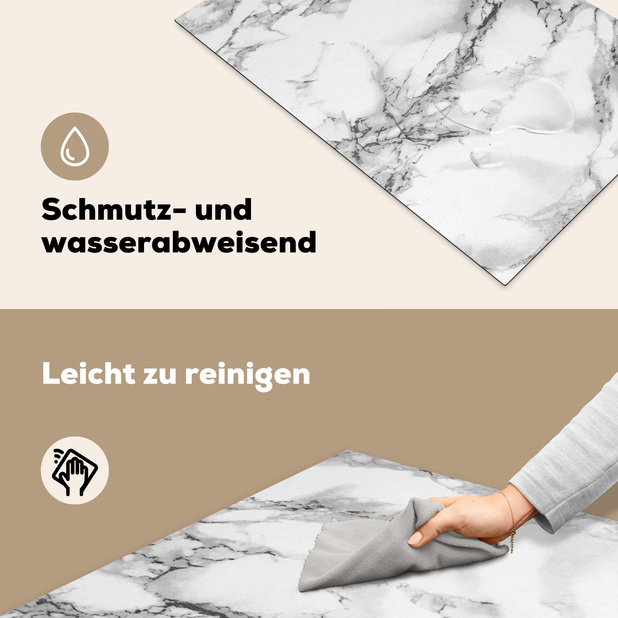 MuchoWow Herdblende-/Abdeckplatte Marmor - Muster - cm, für Induktionskochfeld küche, Schutz Vinyl, Linie, (1 die tlg), 81x52 Ceranfeldabdeckung