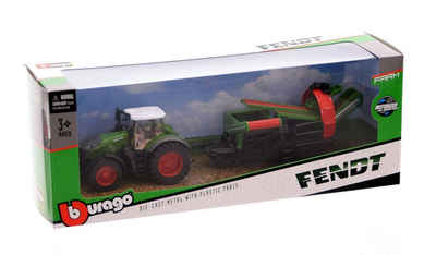 Bburago Spielzeug-Auto Bburago - Fendt Traktor mit Ernteanhänger (10cm), detailliertes Modell