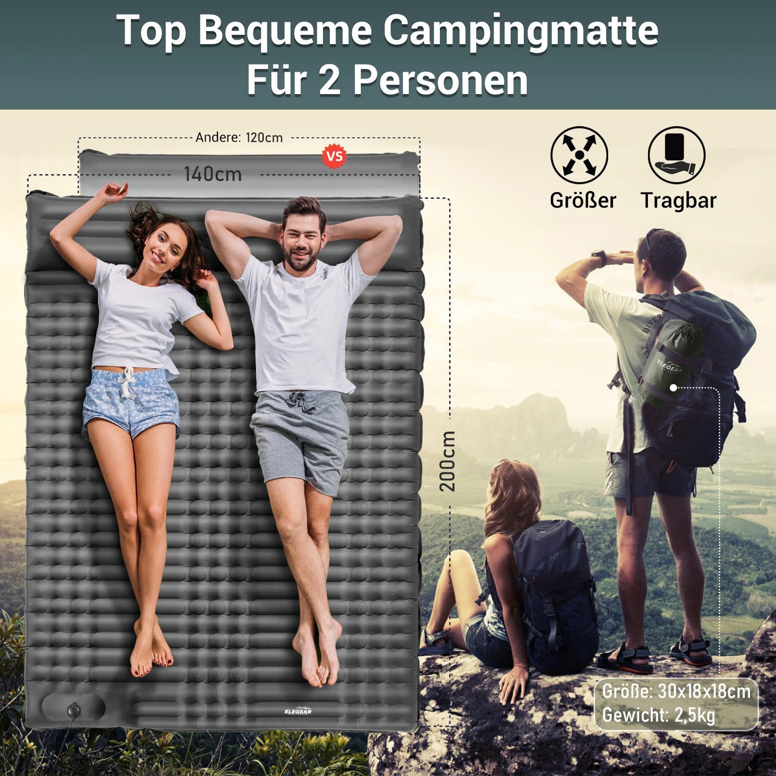 Elegear Isomatte Selbstaufblasende Campingmatte für Camping/Outdoor, günstig online kaufen