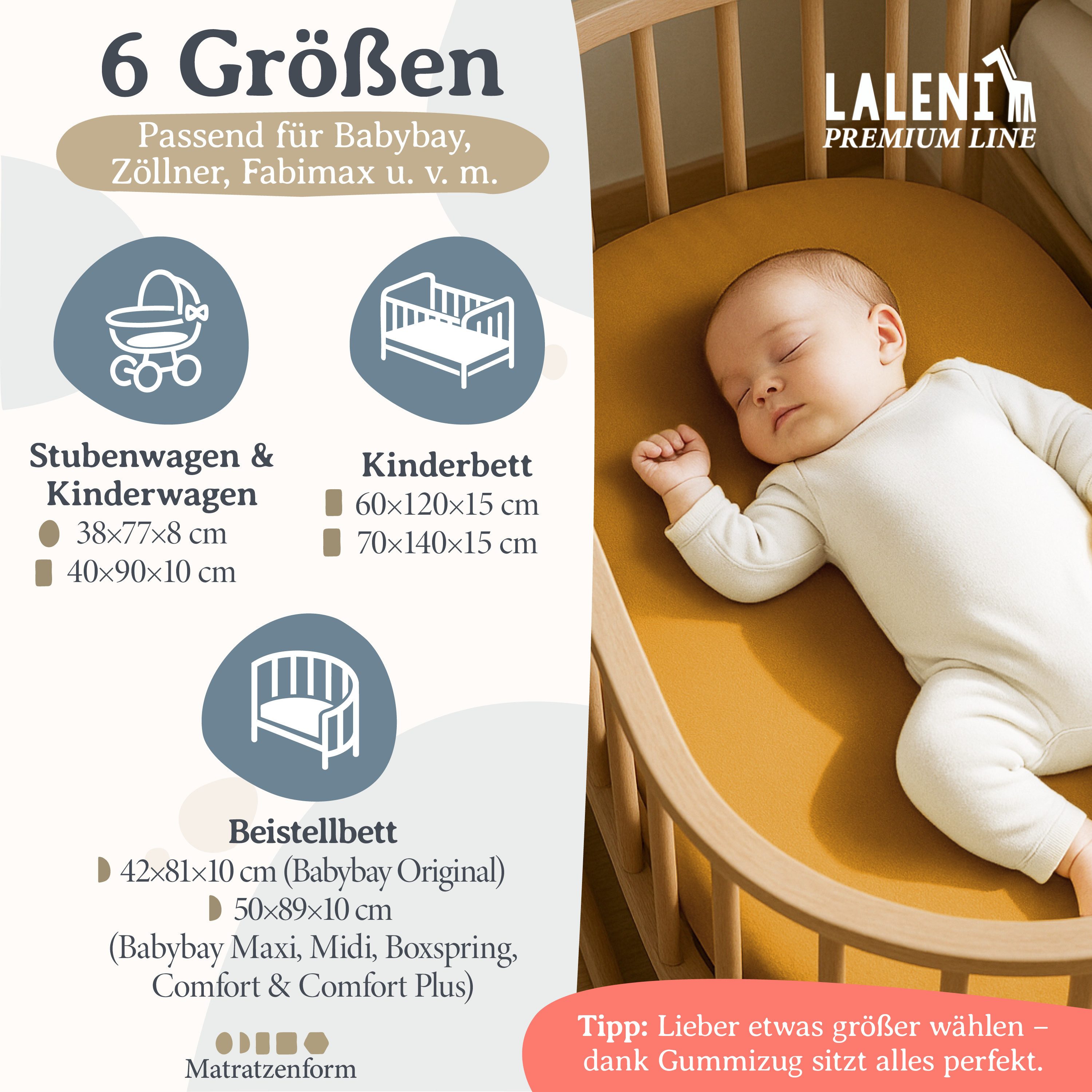 Laleni Spannbettlaken Premium für Beistellbett - Atmungsaktives Spannbetttu günstig online kaufen