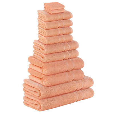 12er Handtuch Set Handtücher Duschtücher PREMIUM 100% Baumwolle orange grün 