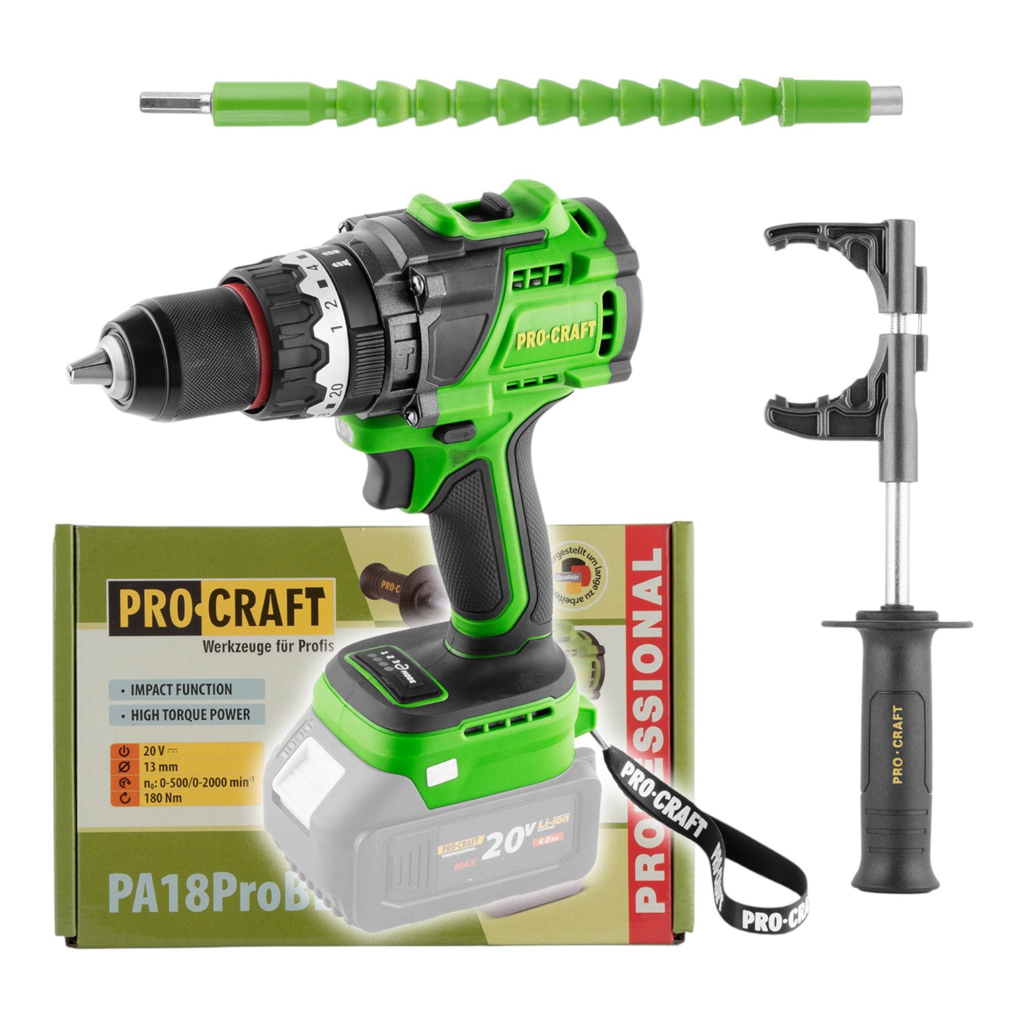 PRO CRAFT Akku-Schlagbohrschrauber Procraft PA18ProBL-BB Akku Schlagbohrschrauber 20 V 180 Nm Brushless