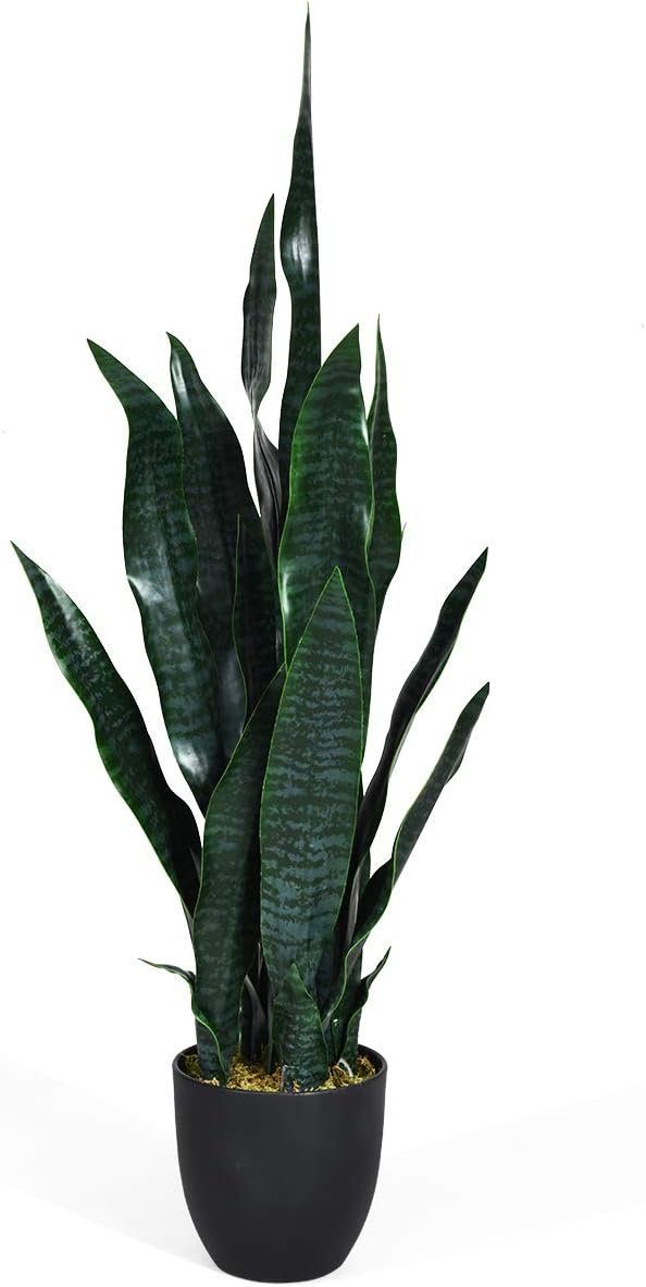 Kunstpflanze 90 cm Künstliche Sansevieria Trifasciata, KOMFOTTEU, Höhe 90 cm, Bogenhanf im Ø 16 cm Topf