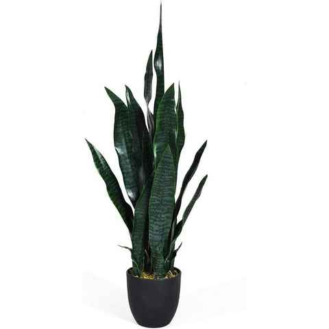 Kunstpflanze 90 cm Künstliche Sansevieria Trifasciata, KOMFOTTEU, Höhe 90 cm, Bogenhanf im Ø 16 cm Topf