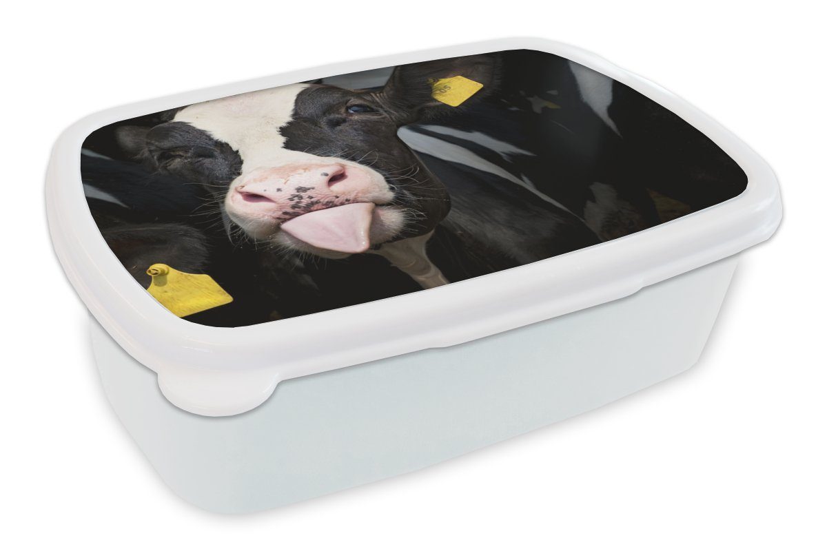 Mädchen - Licht Lunchbox Kunststoff, Brotdose, und Brotbox und - MuchoWow Porträt, Erwachsene, für Kuh Jungs (2-tlg), für Kinder weiß