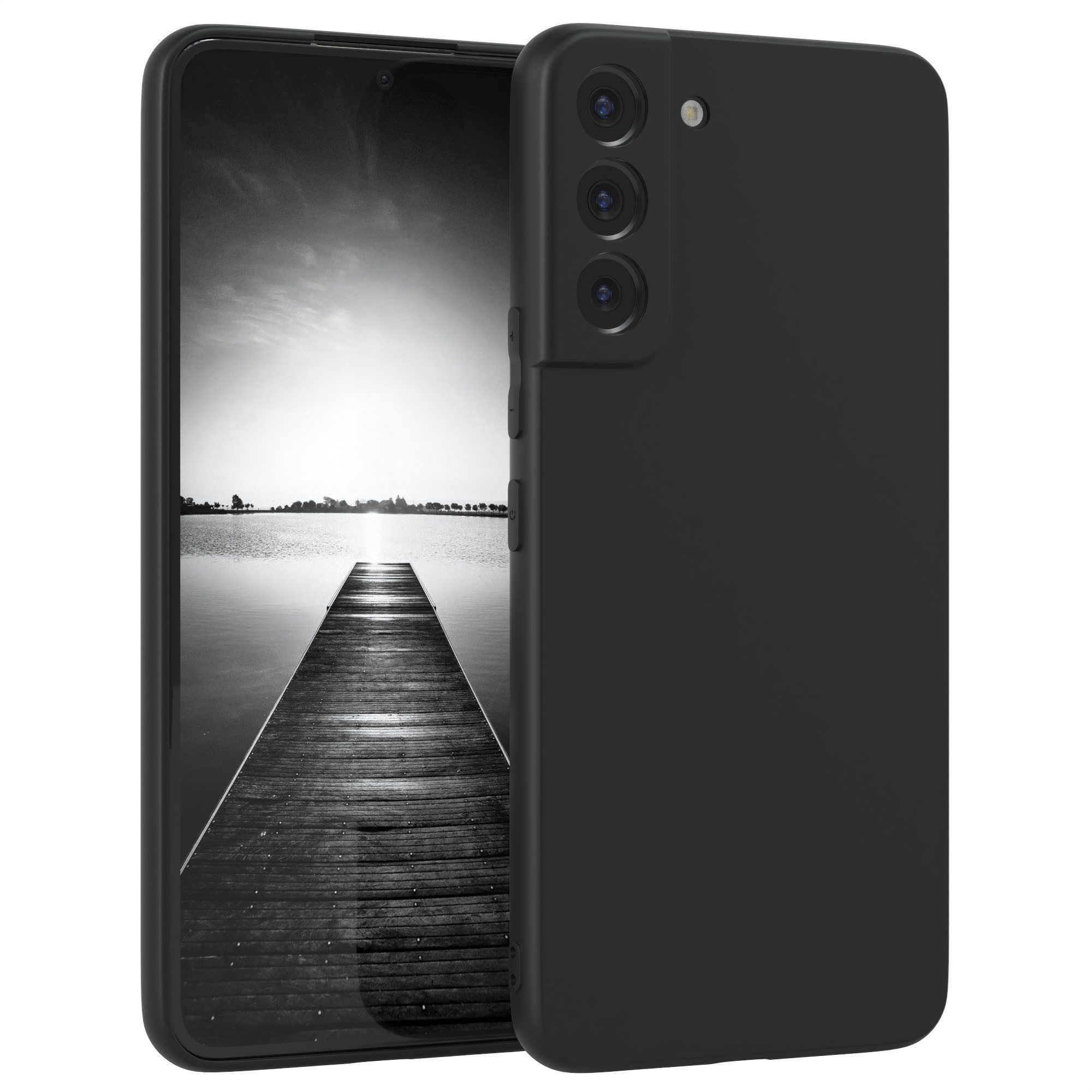 EAZY CASE Handyhülle für Samsung Galaxy S22 Plus 5G Hülle Silikon 6,6 Zoll, Silikon Schutzhülle mit Kameraschutz kratzfest Back Cover Etui Schwarz