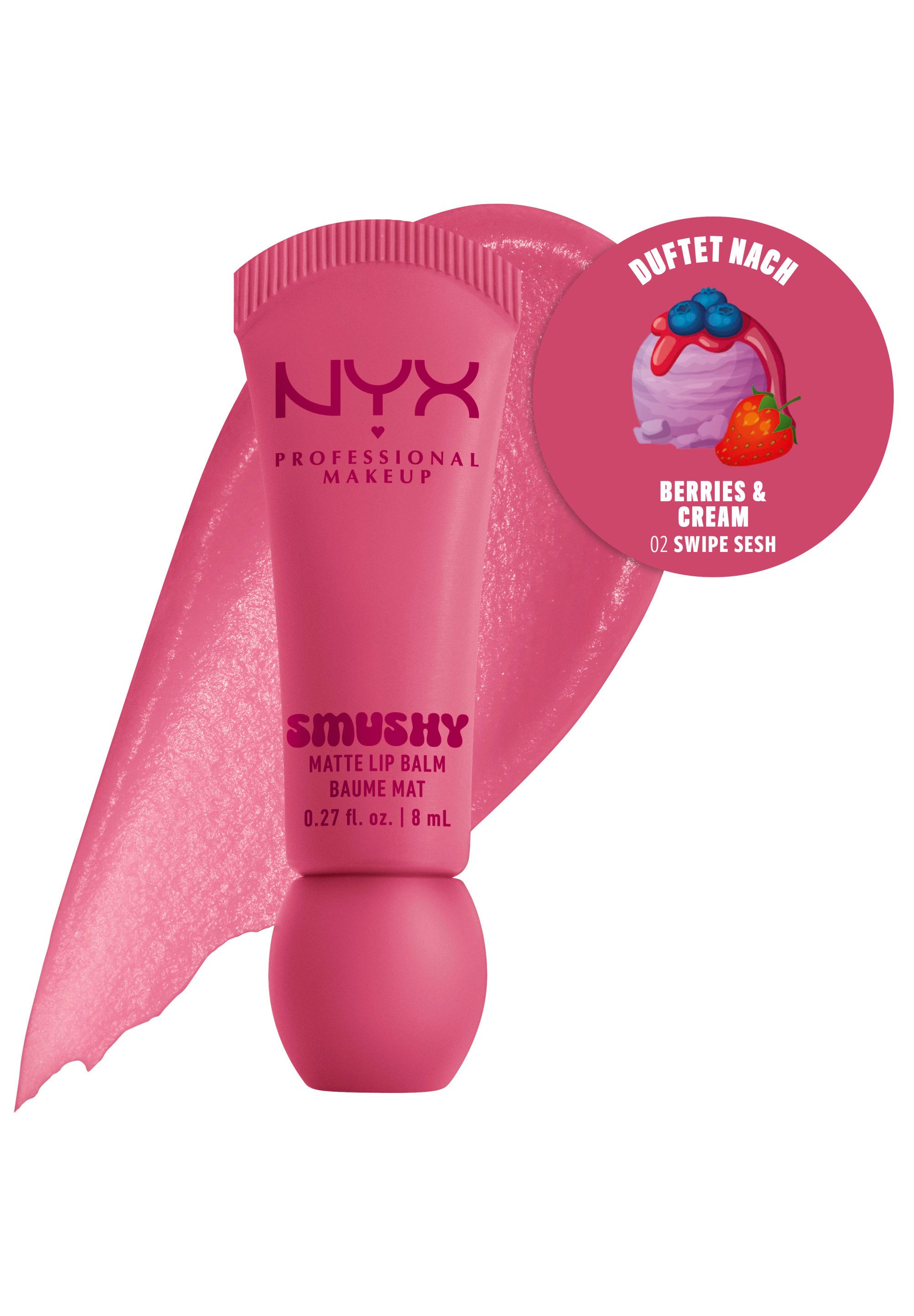 NYX PROFESSIONAL MAKEUP Lippenbalsam SMUSHY MATTE LIP BALM, jeder der Farbtöne hat einen einzigartigen, süßen Duft