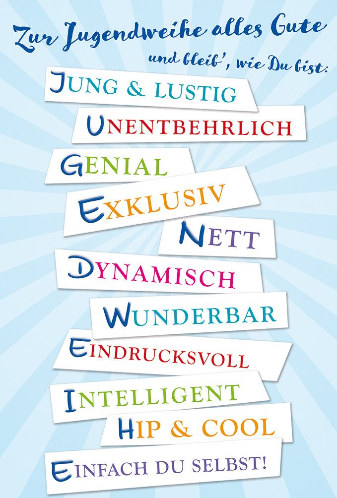 Grußkarten Jugendweihe - Glückwunschkarte im Format 11,5 x 17 cm mit