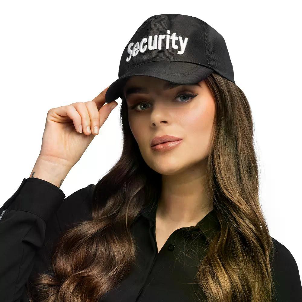 Boland Kostüm Mütze Security verstellbar schwarz Karneval-Kostümzubehör Uniform, Klassischer Cap mit Schriftzug Security