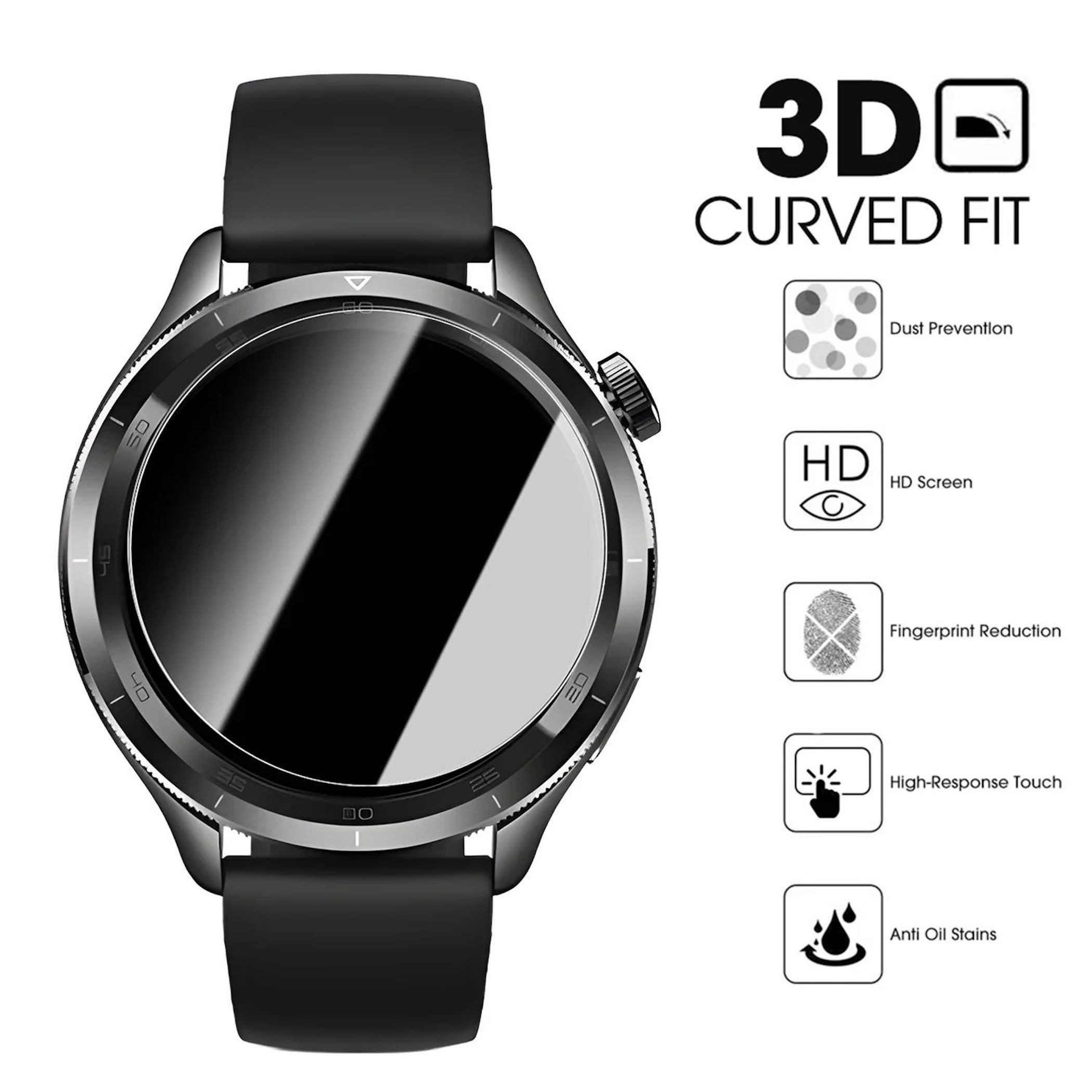 Wigento Displayschutzglas Smartwatch für Xiaomi Watch S5 46mm Premium Easy Install 9H Schutzglas für Xiaomi Watch S5 46mm, Selbstpositionierend, 9H gehärtet, ho – Bild 2 von 5
