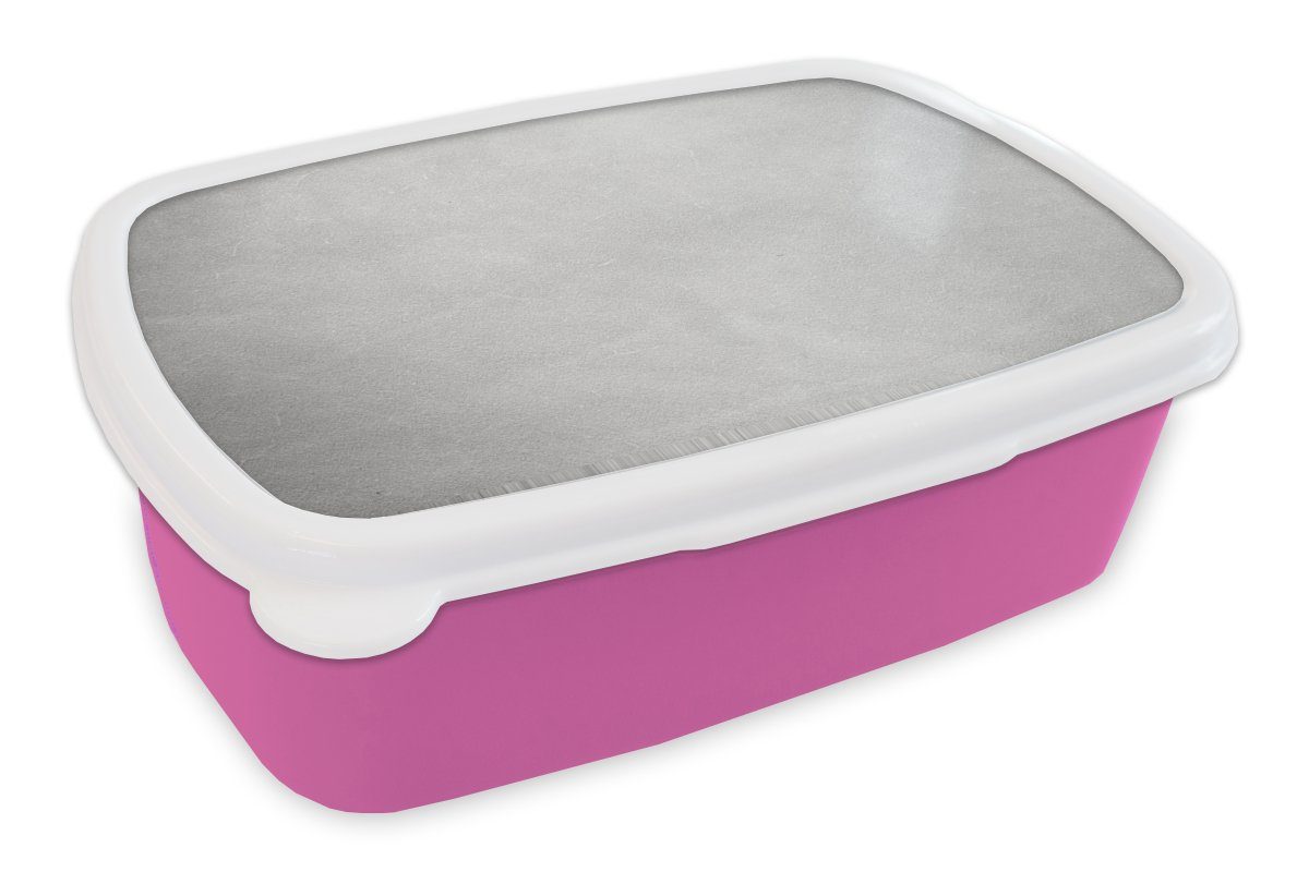 MuchoWow Lunchbox Leder - Strukturiert - Lederoptik - Grau, Kunststoff, (2-tlg), Brotbox für Erwachsene, Brotdose Kinder, Snackbox, Mädchen, Kunststoff rosa