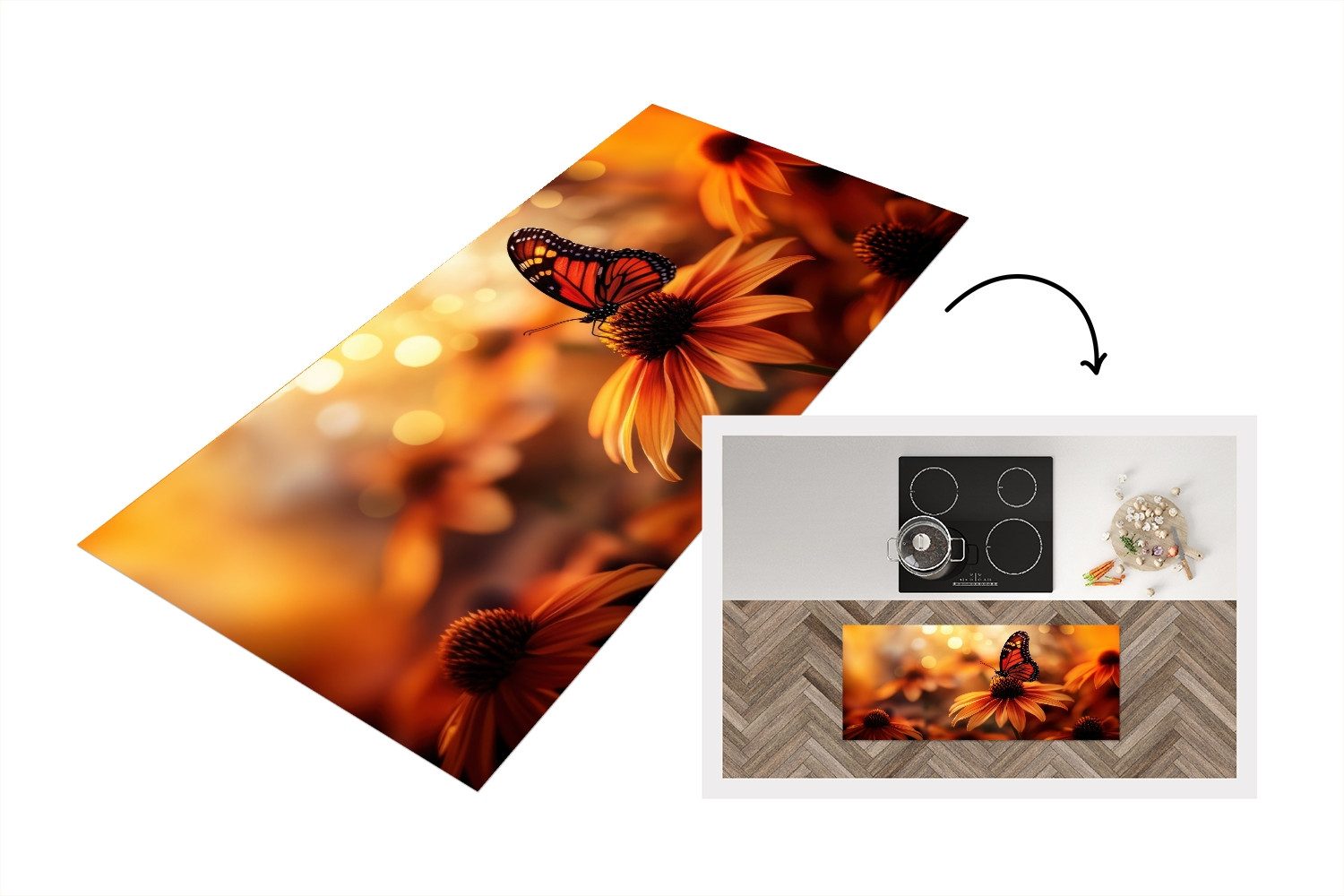 MuchoWow Küchenläufer Schmetterling - Blumen - günstig online kaufen