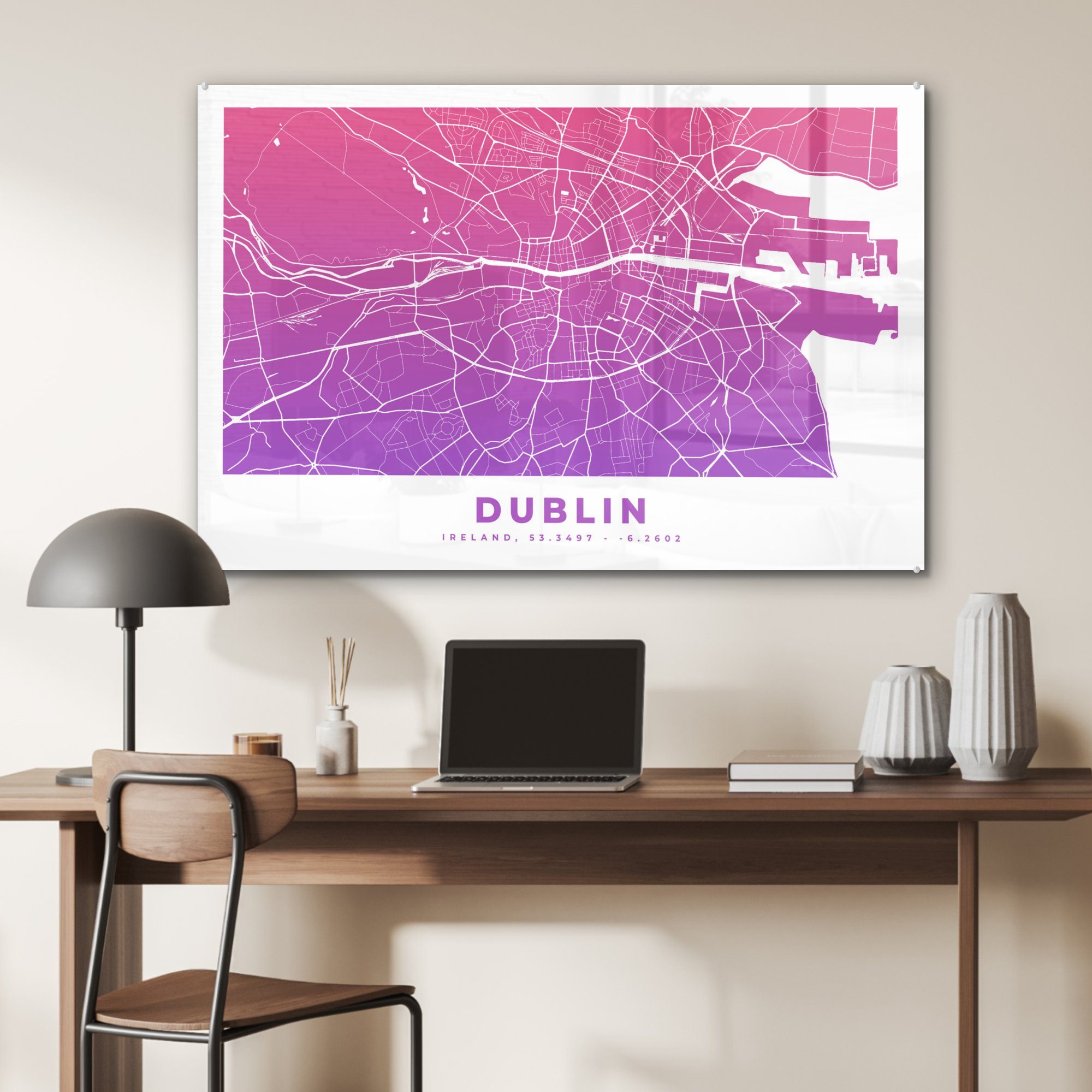 Dublin Schlafzimmer Acrylglasbilder Stadtplan, Acrylglasbild St), & - Wohnzimmer MuchoWow - (1 Irland