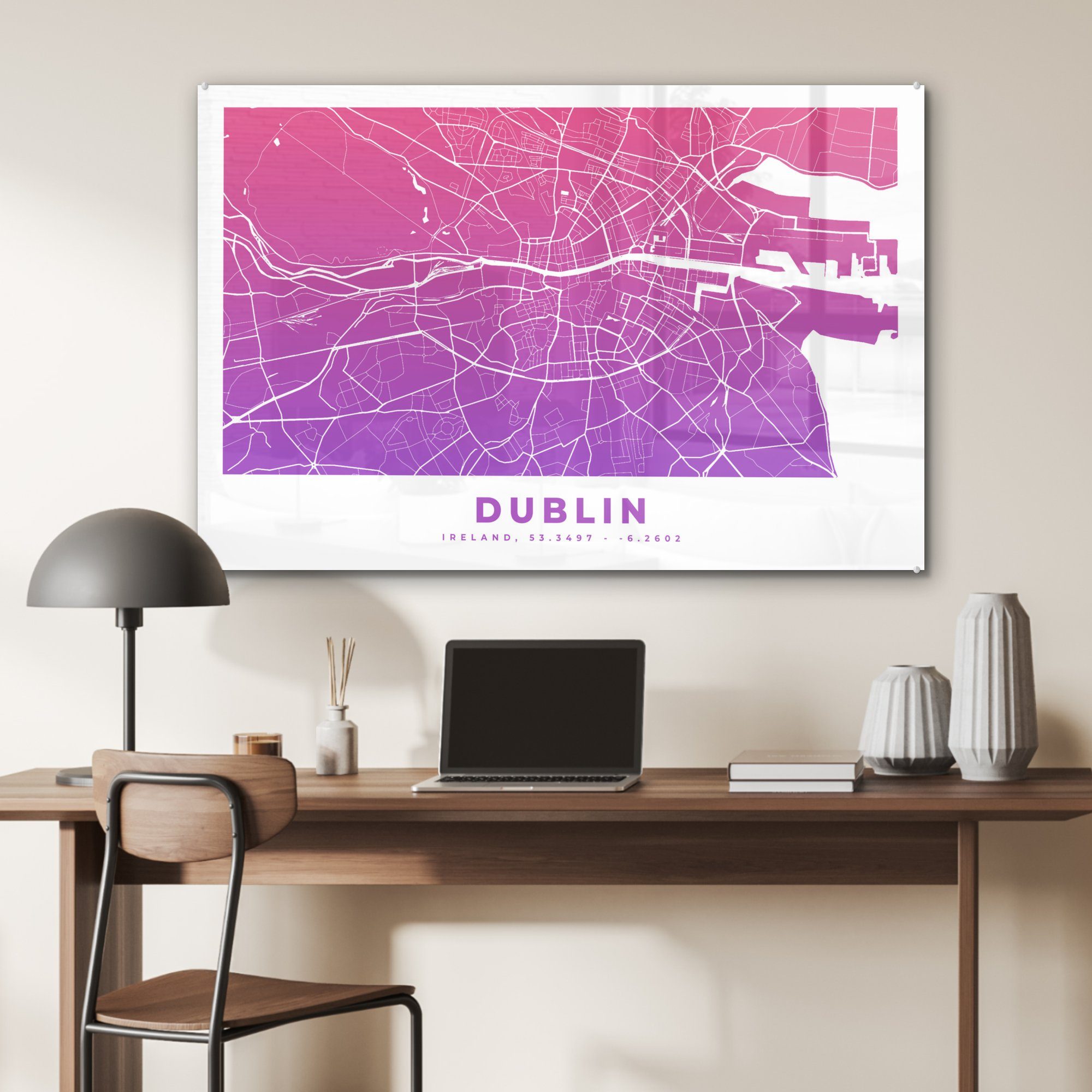 Irland MuchoWow Acrylglasbild Dublin (1 Stadtplan, & Schlafzimmer - - St), Acrylglasbilder Wohnzimmer