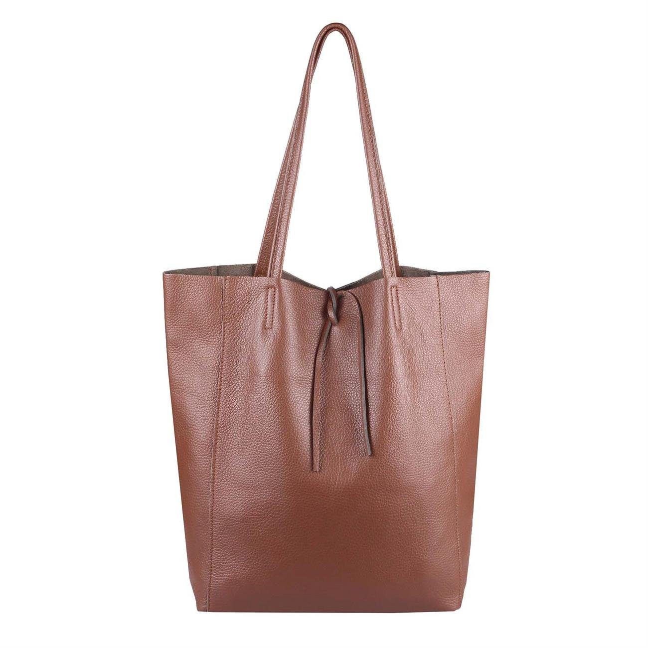 ITALYSHOP24 Schultertasche Made in Italy Damen Premium Leder SHOPPER Tasche günstig online kaufen