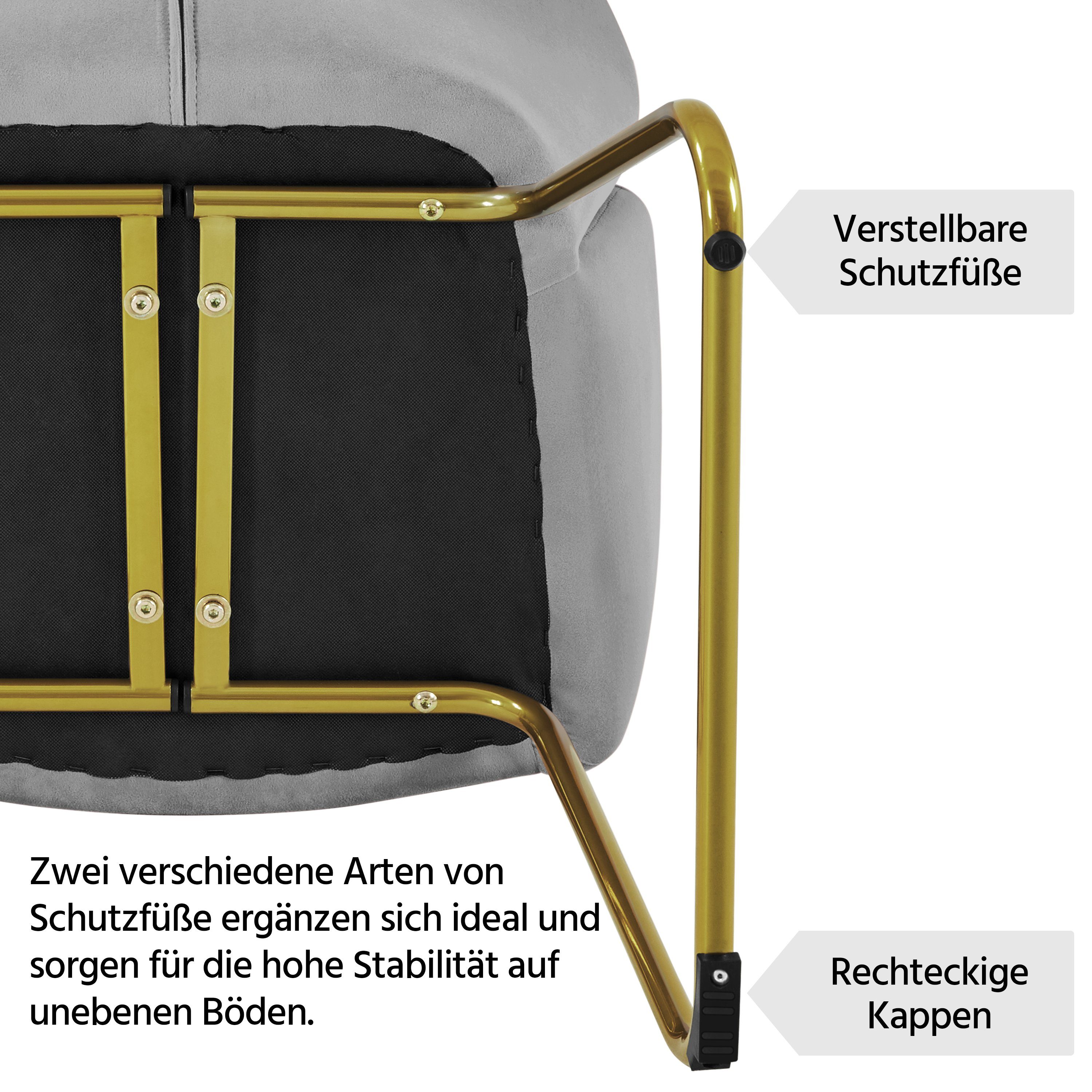 Metallbeinen Esszimmerstuhl, mit Blumenform Yaheetech Gold, für grau in Schminktisch,