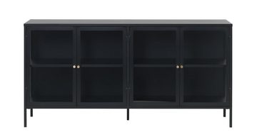 möbelando Vitrine CARMEL (B/H/T: 170x85x40 cm) aus Metall Schwarz Lackiert in Metall Schwarz Lackiert