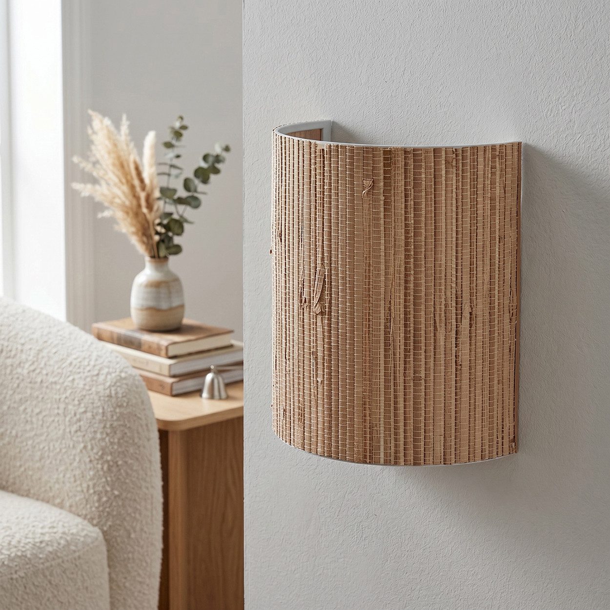 hofstein Wandleuchte moderne Wandlampe aus Metall/Seegras in Schwarz/Natur, ohne Leuchtmittel, im Boho-Design mit Up&Down Lichteffekt, 1x E27, ohne Leuchtmittel