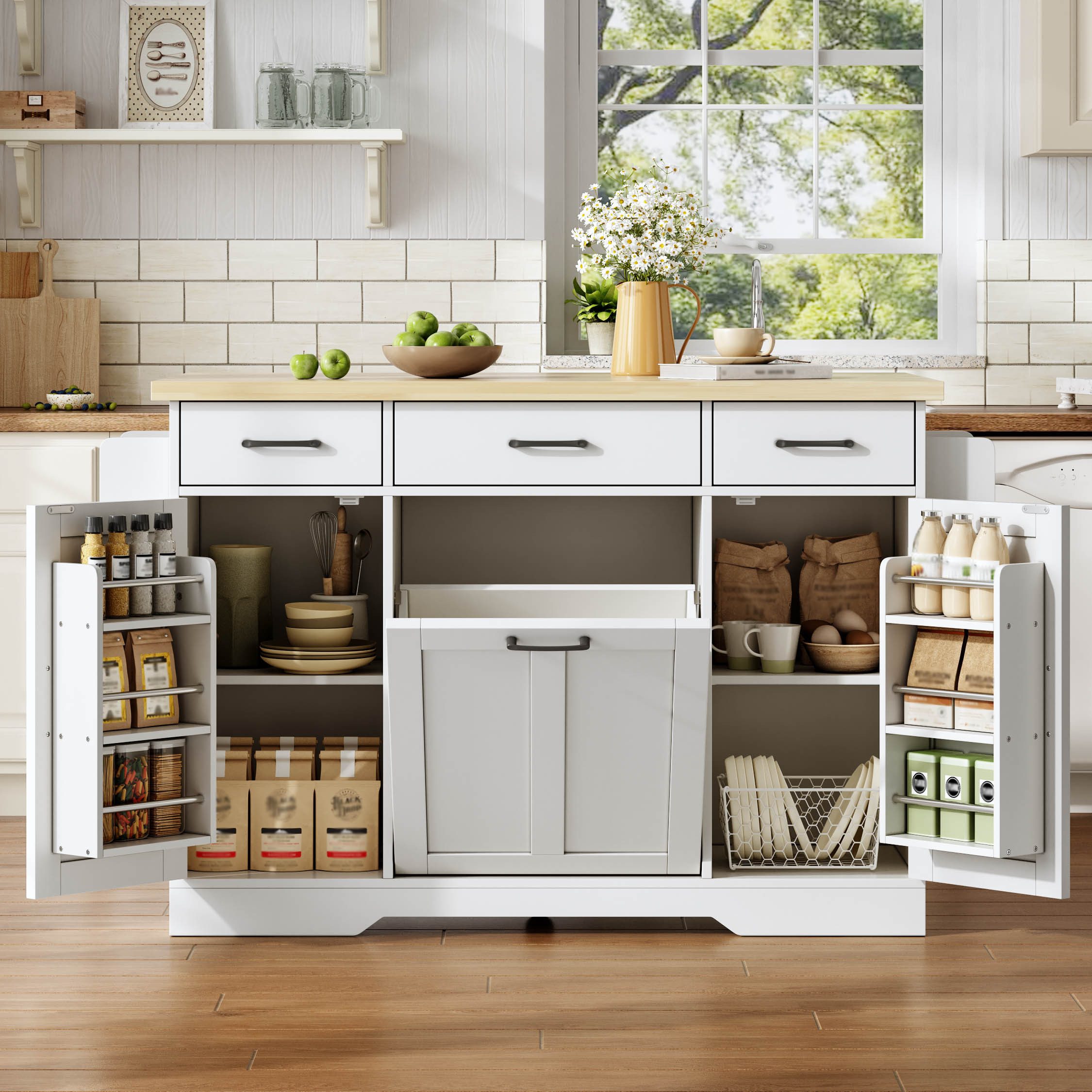 Kücheninsel mit klappbarer Arbeitsplatte Küchenwagen Buffetschrank