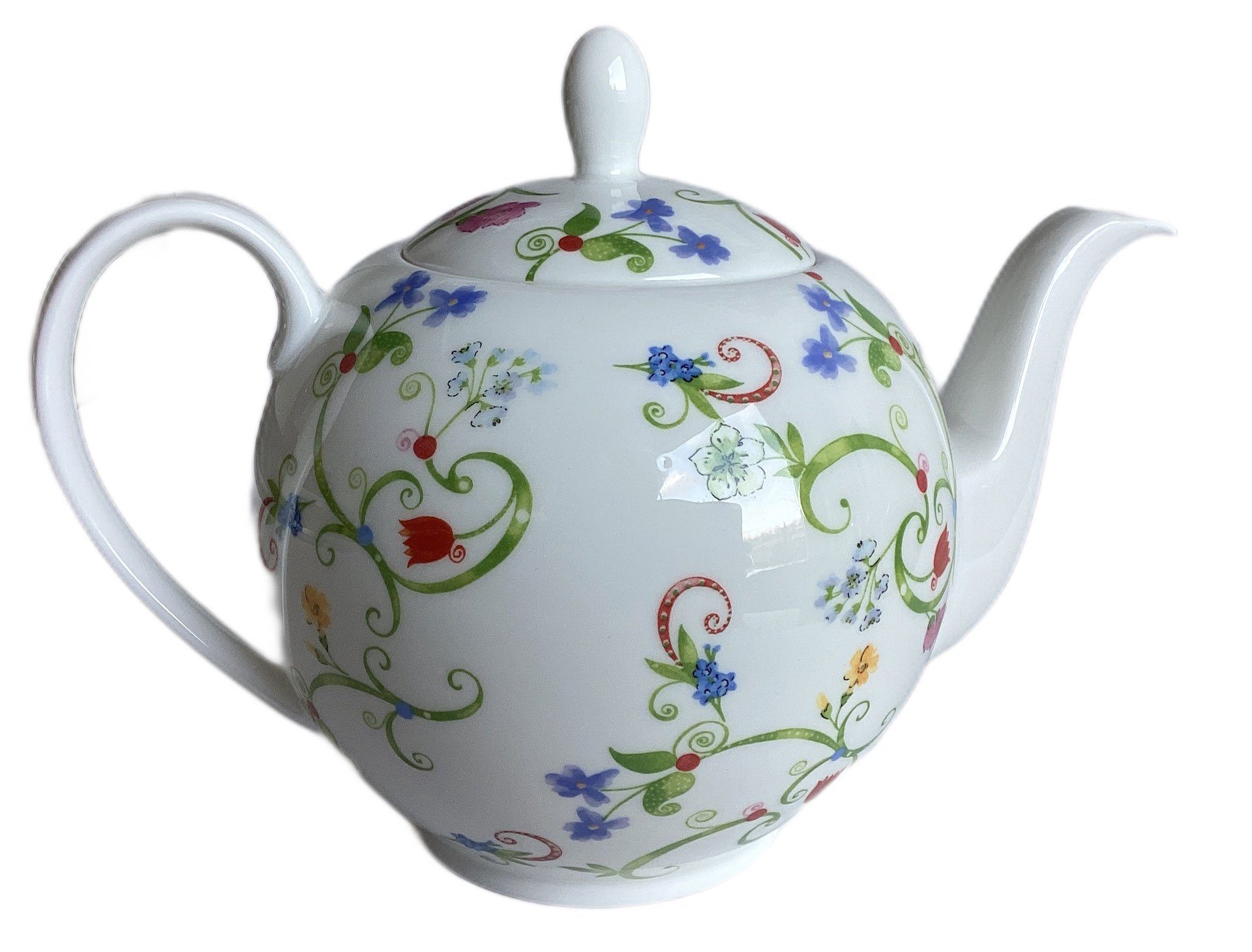Dekomiro Teeservice TeaLogic Teekanne mit Porzellan 6 Fleurtte (6-tlg), 2 teil. Teeservice Stövchen Tasse