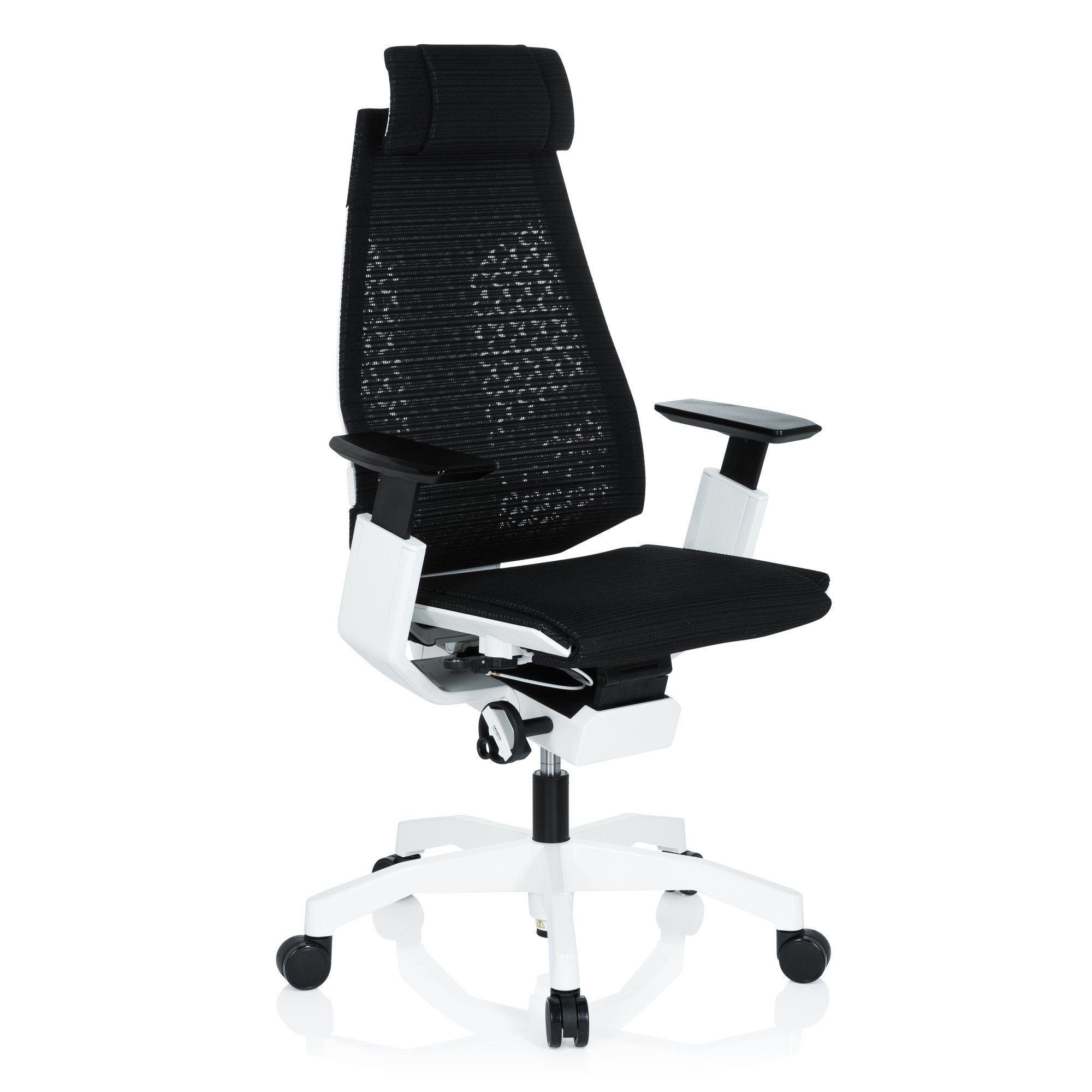 hjh OFFICE Drehstuhl GENIDIA Schreibtischstuhl ergonomisch Bürostuhl WHITE High Netzstoff St), (1 PRO End