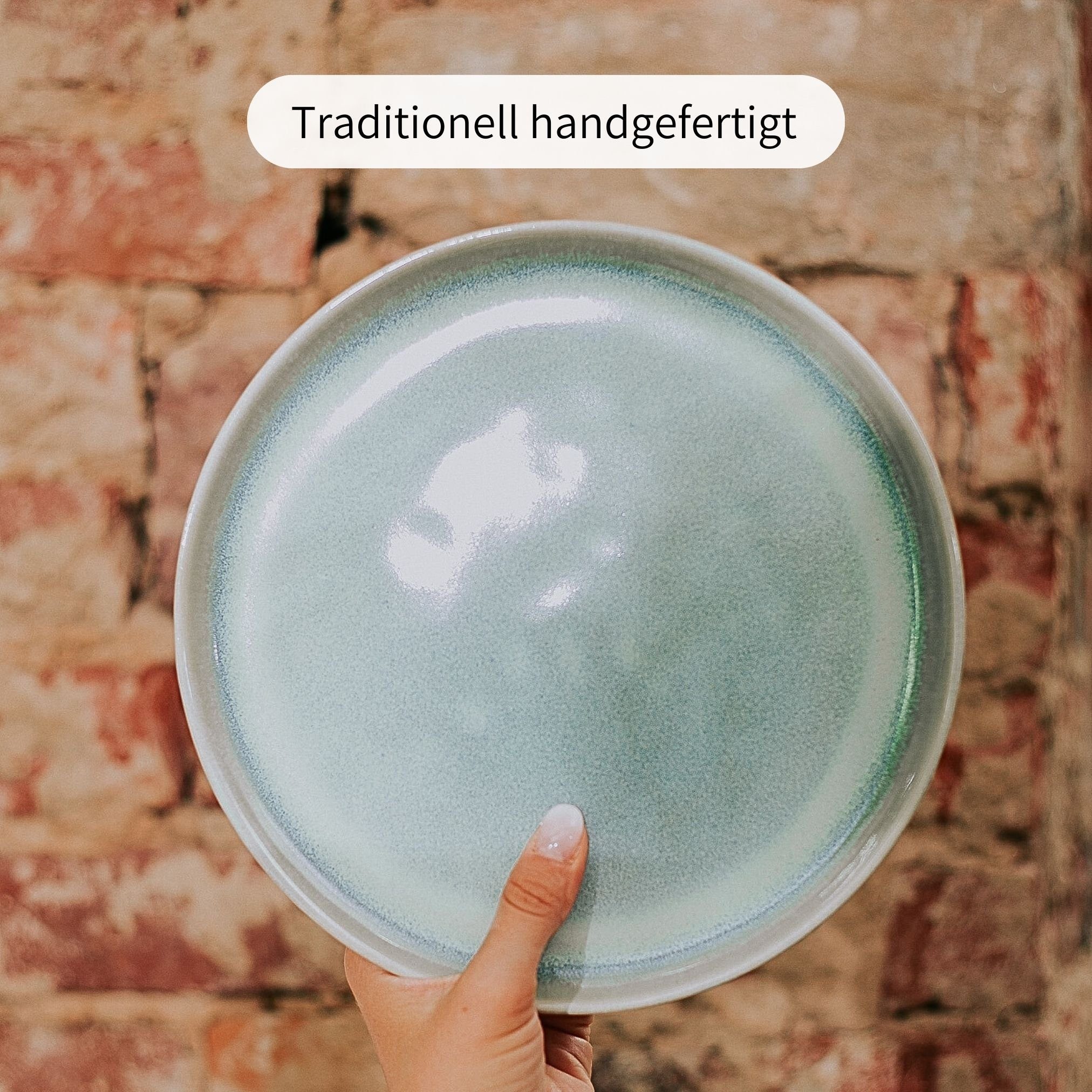 (12-tlg), Made Portugal Teller-Set Blau-Türkis Econovo Keramikteller Steingut, in Handgefertigt