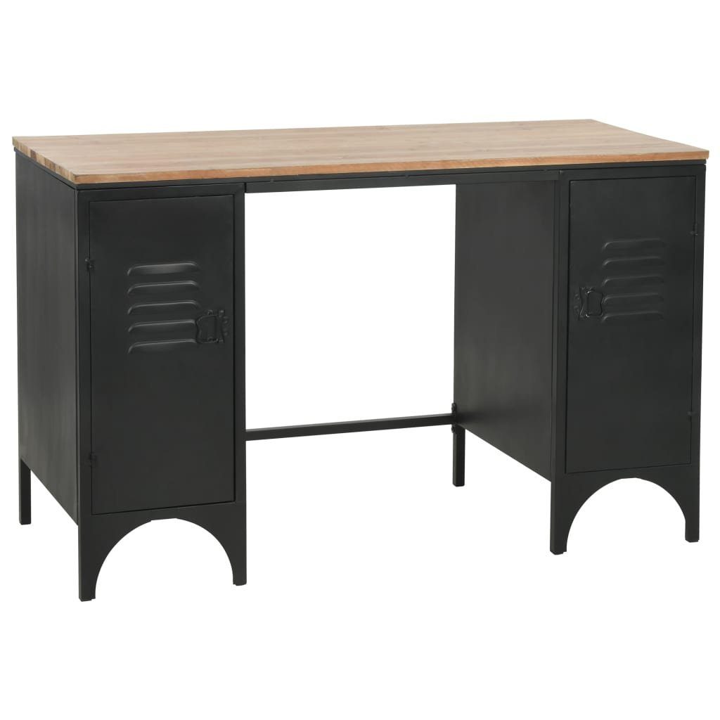 vidaXL Schreibtisch Schreibtisch mit Ständer Tannenholz Massiv und Stahl 120x50x76 cm