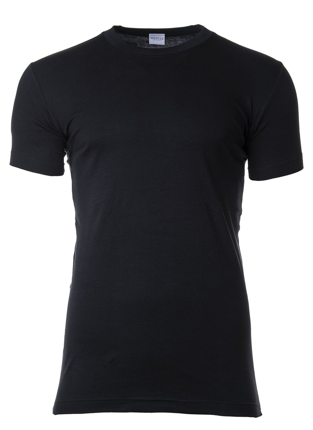 Novila T-Shirt Herren American-Shirt Schwarz Natural - Rundhals, Comfort