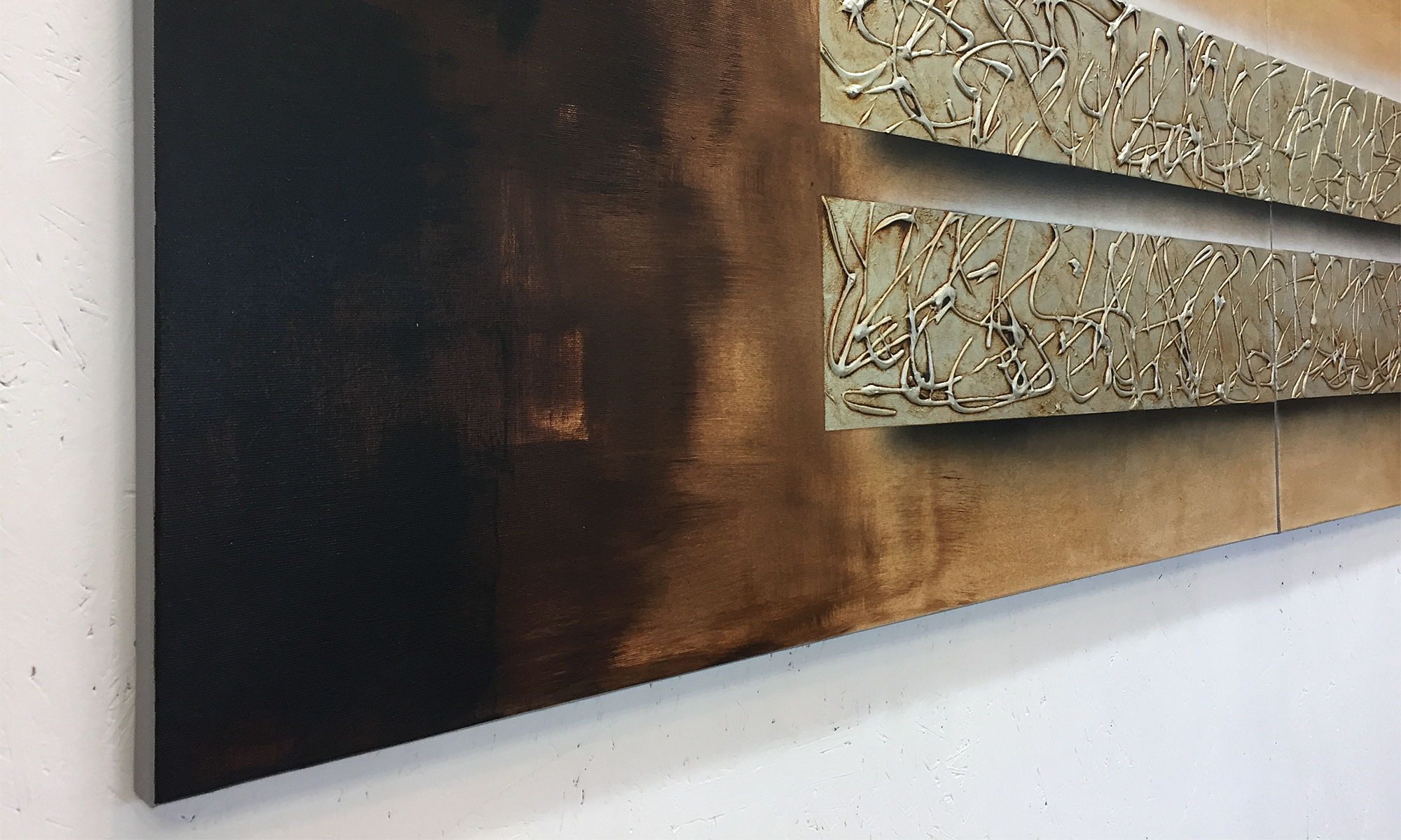 WandbilderXXL Gemälde Silver Tracks 200 x 60 cm, Abstraktes Gemälde, handgemaltes Unikat