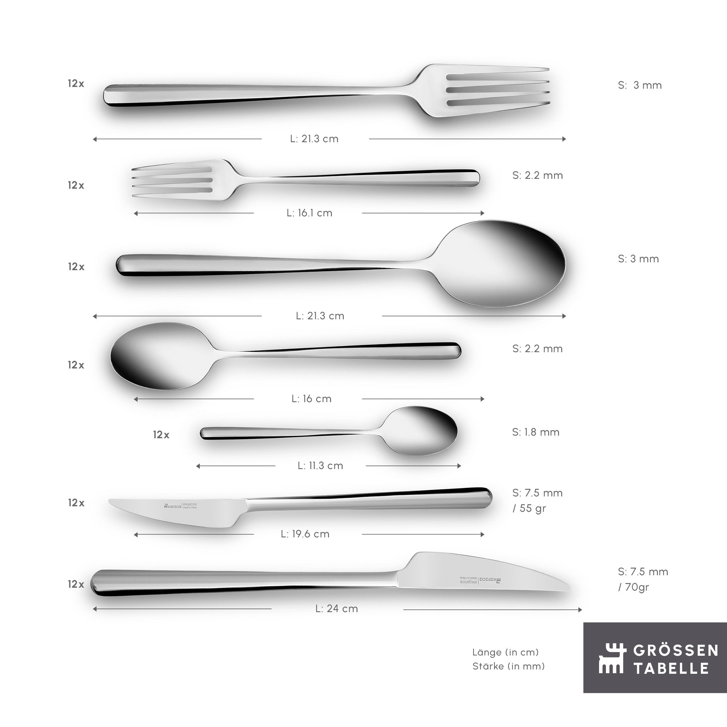 Karaca Besteck-Set Karaca Boreas Elegance 84-teilig Besteckset 12 Personen Besteck Set (84-tlg), 12 Personen, Edelstahl, bruchfest rostfrei