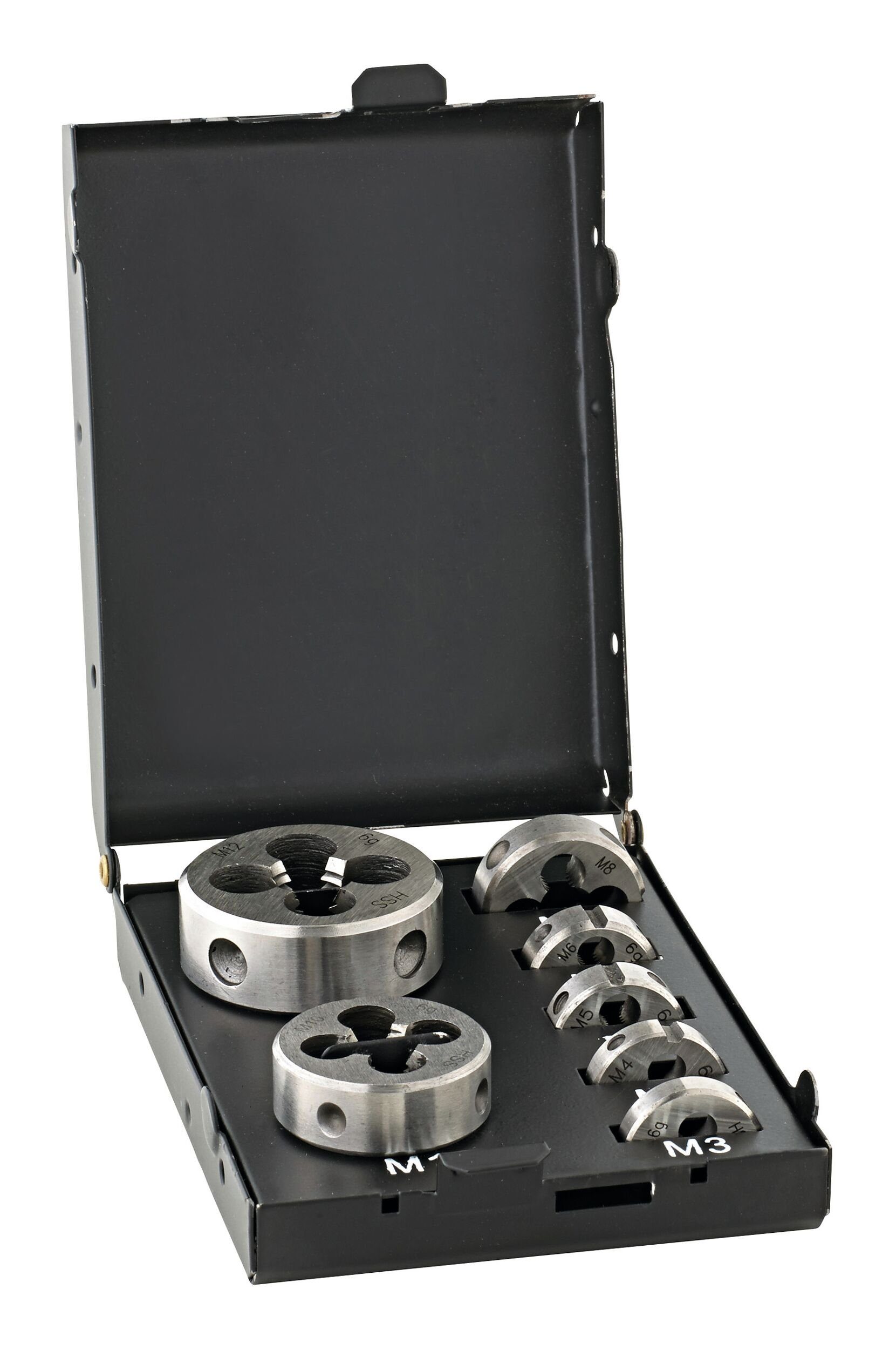 fortis Werkzeughalter, Schneideisen-Set EN22568 HSS M3-M12 Metallkassette