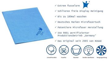 Rogge 5er Pack ROGGE Professional Microfasertücher, 38x40cm Bildschirmreinigungstuch (Set, Spar-Set, 5-tlg., 5x Microfasertücher 38x40cm, blau, Streifenfreie Reinigung dank patentierter Microfaser)